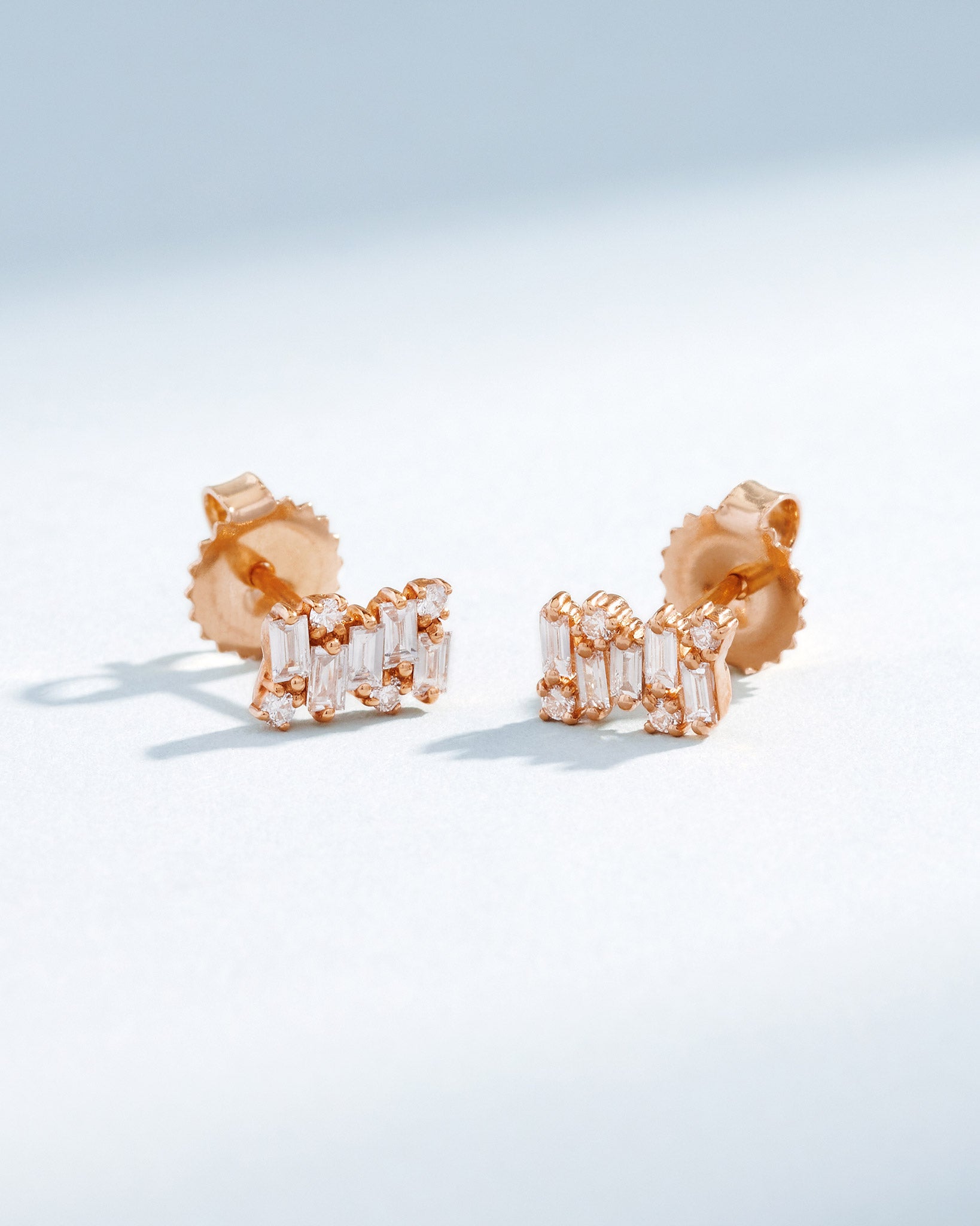 Suzanne Kalan Classic Diamond Shimmer Stud Earrings in 18k rose gold