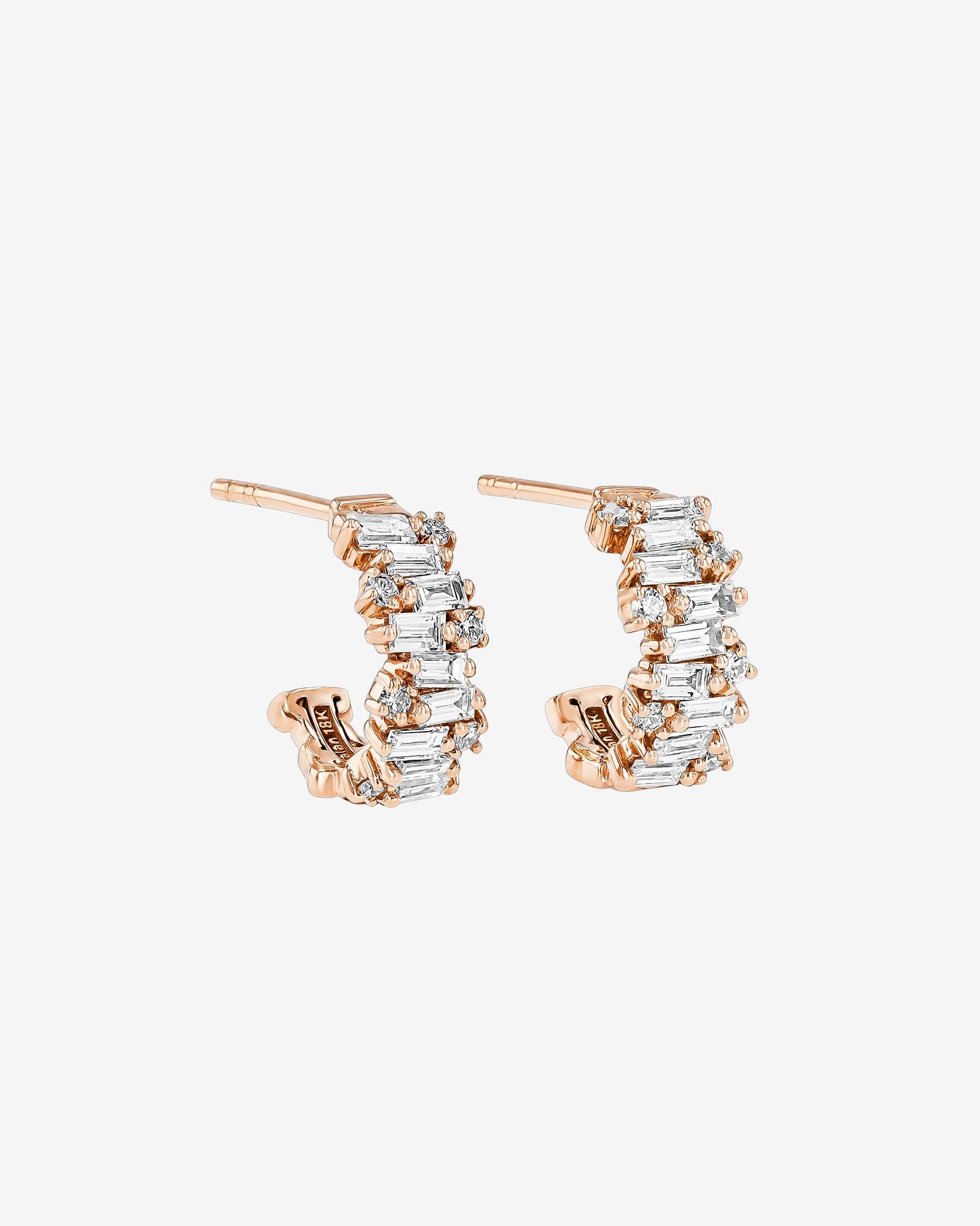 Suzanne Kalan Classic Diamond Shimmer Mini Hoops in 18k rose gold