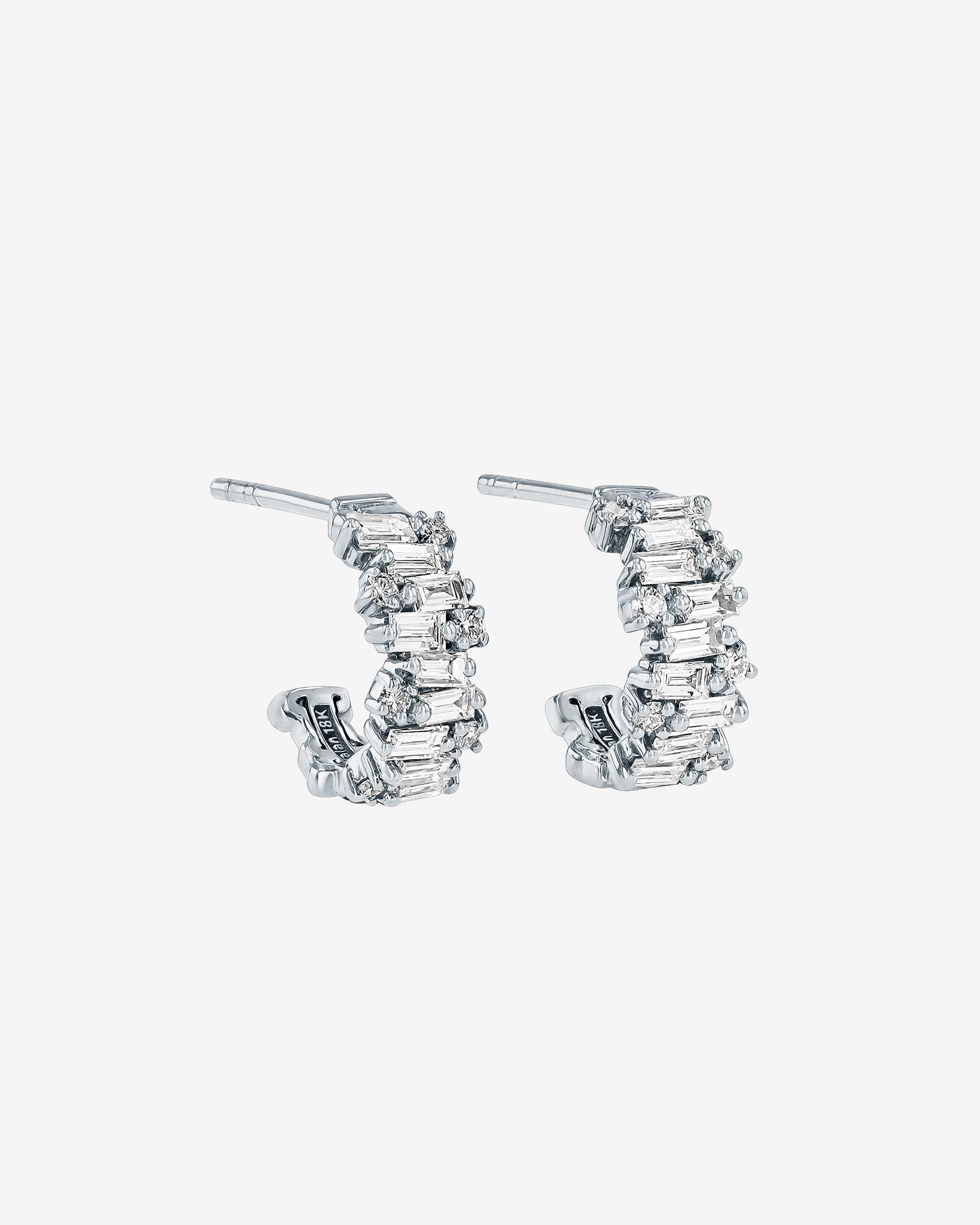 Suzanne Kalan Classic Diamond Shimmer Mini Hoops in 18k white gold