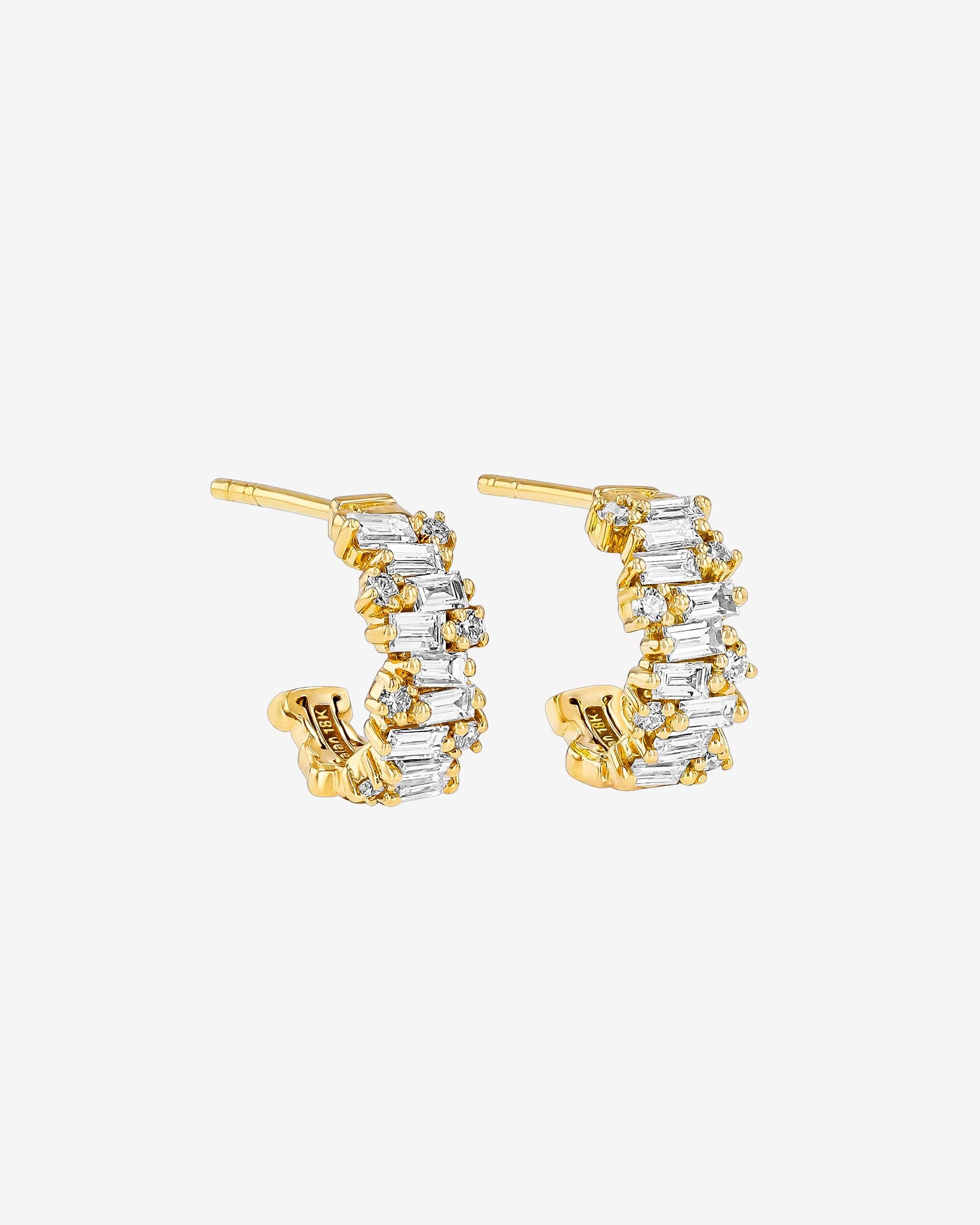 Suzanne Kalan Classic Diamond Shimmer Mini Hoops in 18k yellow gold