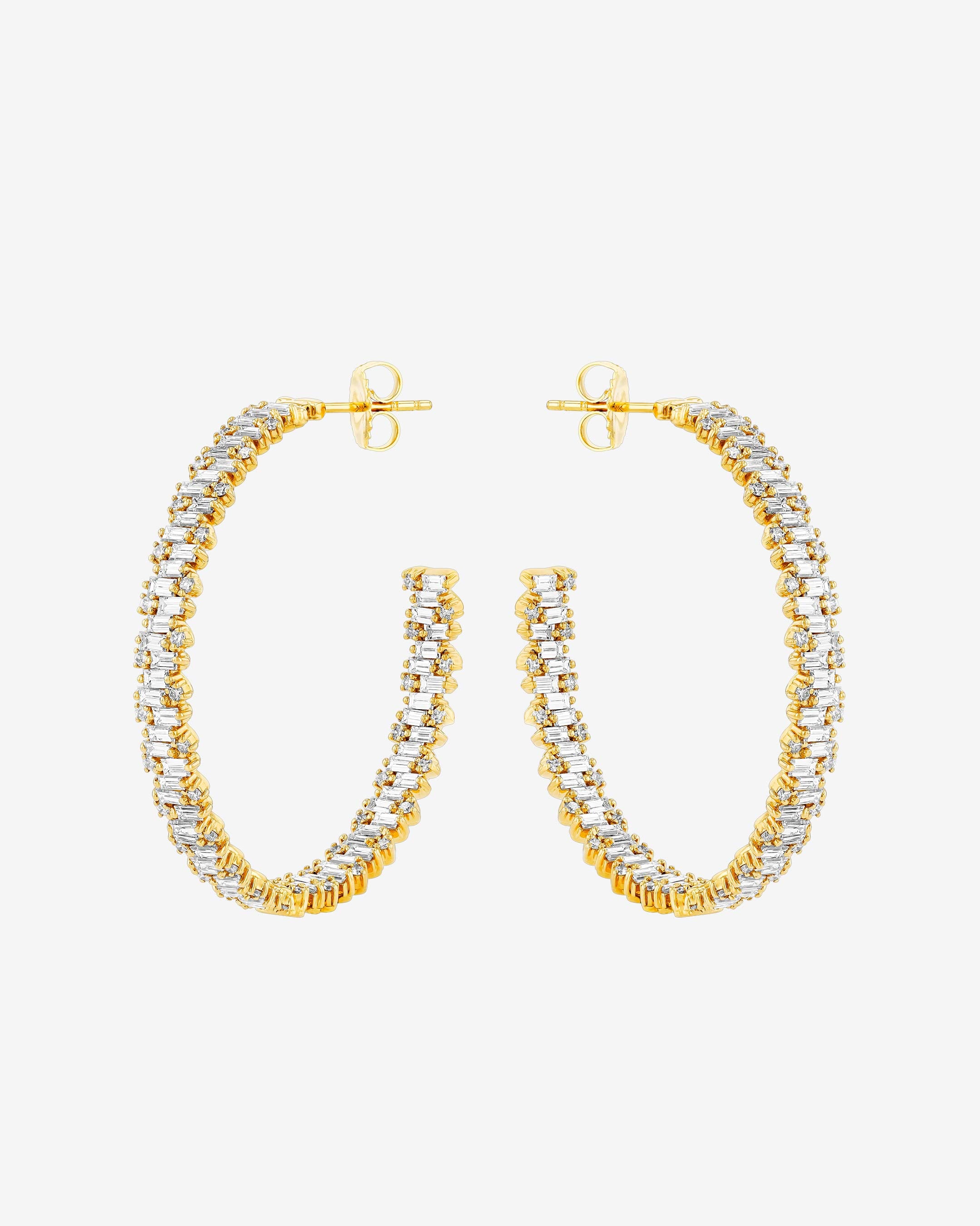 Suzanne Kalan Classic Diamond Shimmer Milli Hoops in 18k yellow gold