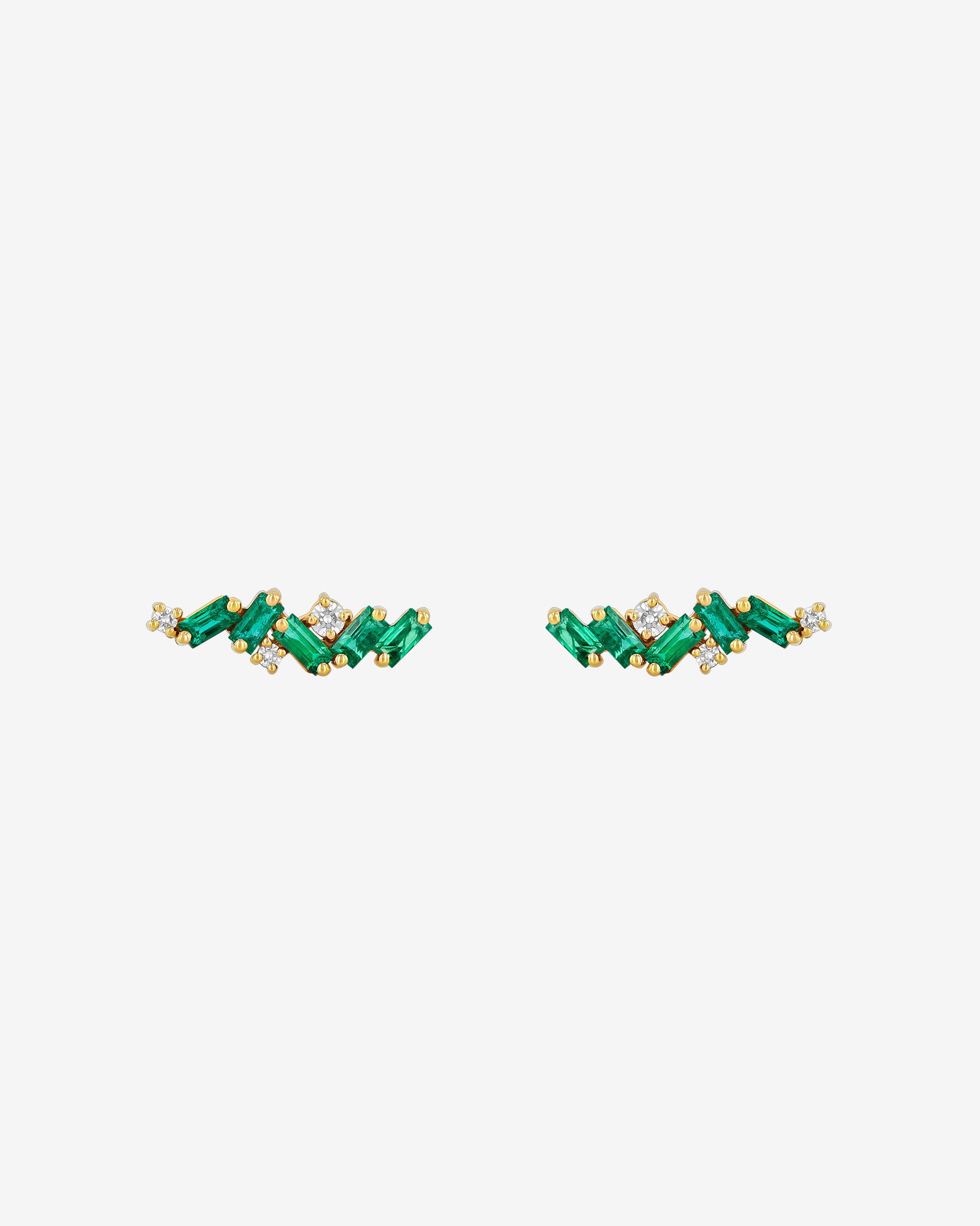 Suzanne Kalan Frenzy Emerald Studs in 18k yellow gold