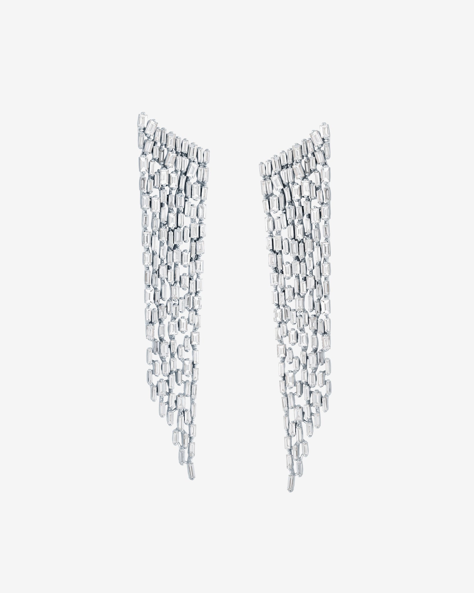 Suzanne Kalan Classic Diamond Icicle Drop Earrings in 18k white gold