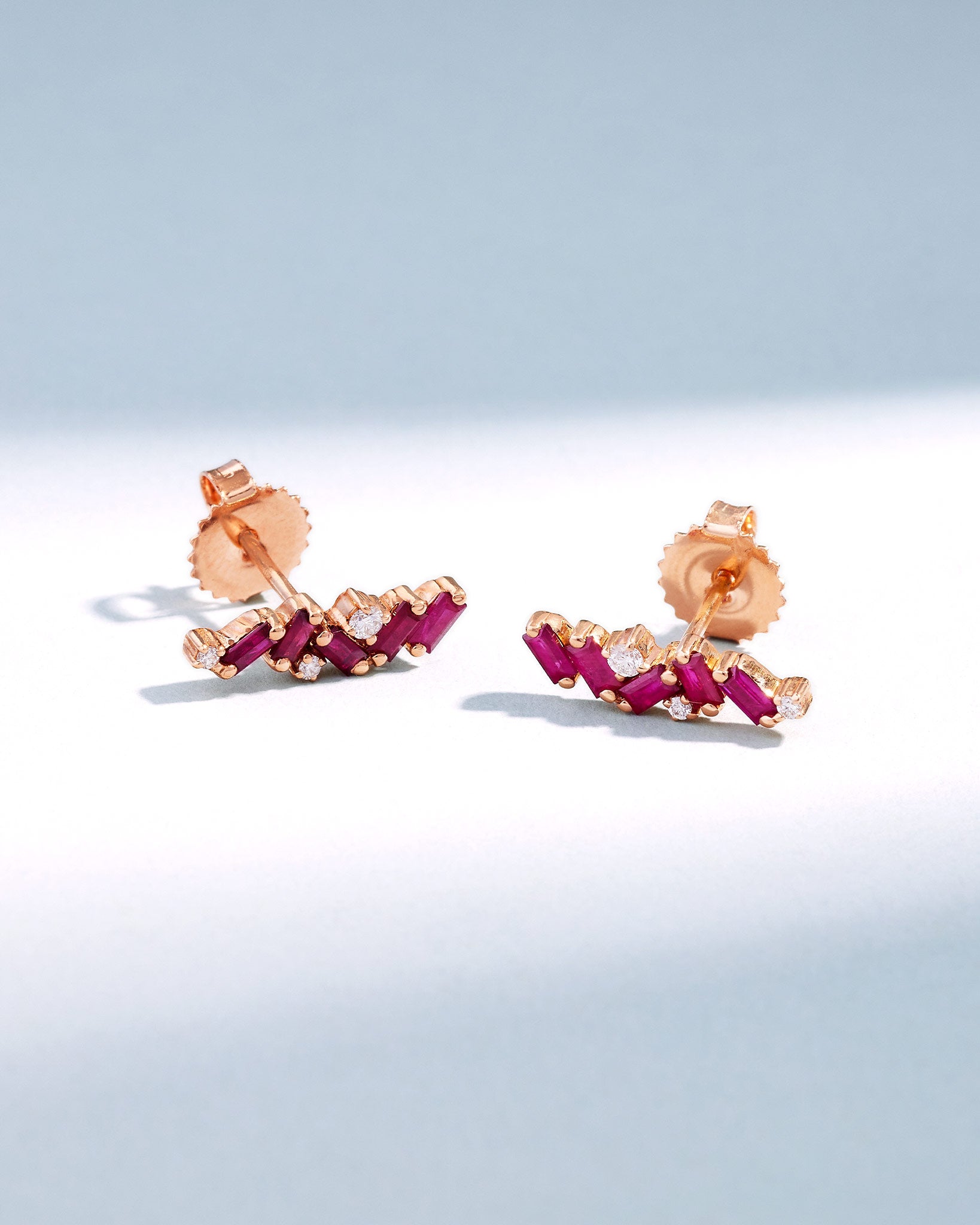 Suzanne Kalan Frenzy Ruby Studs in 18k rose gold
