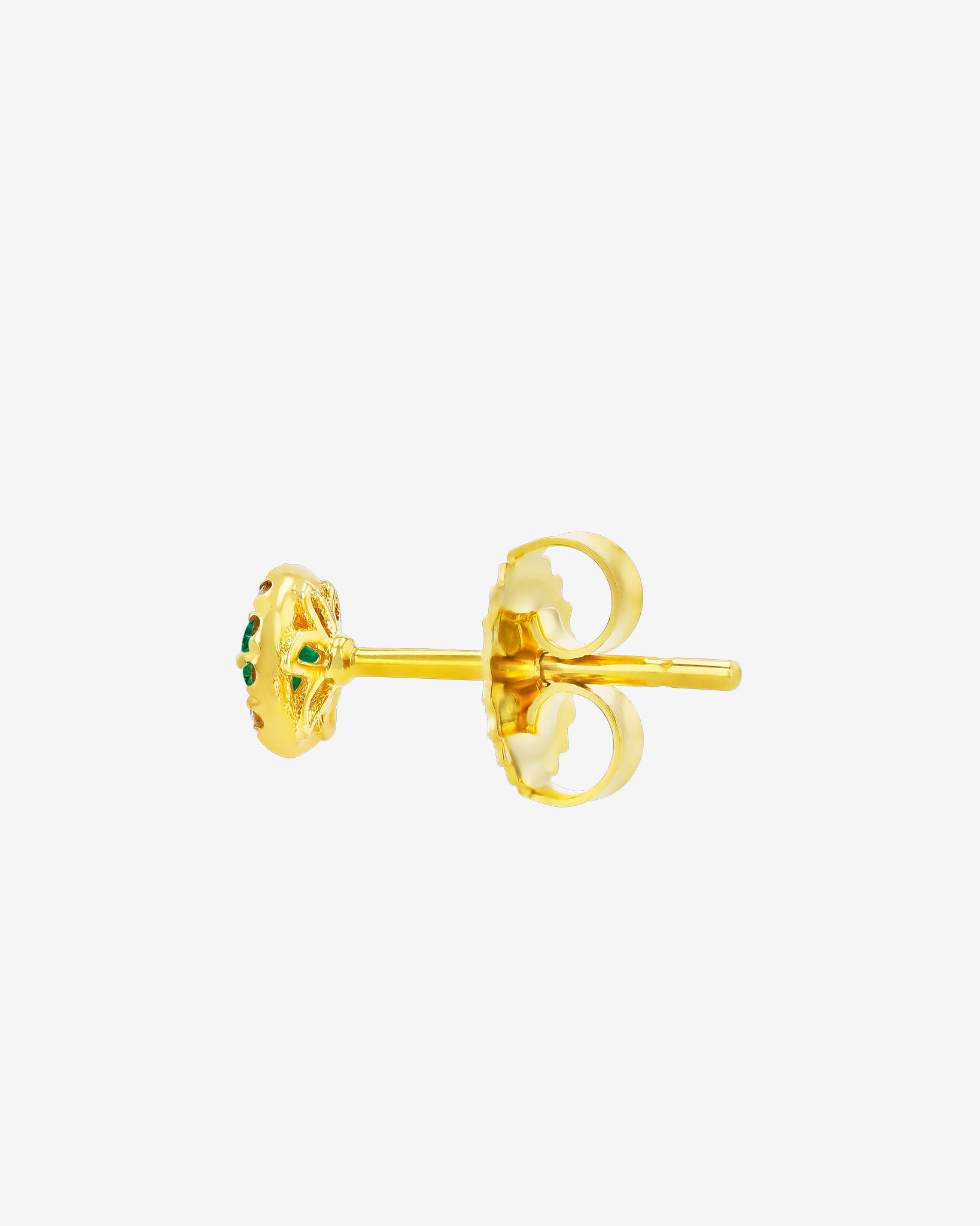 Suzanne Kalan Bold Emerald Mini Round Pavé Studs in 18k yellow gold