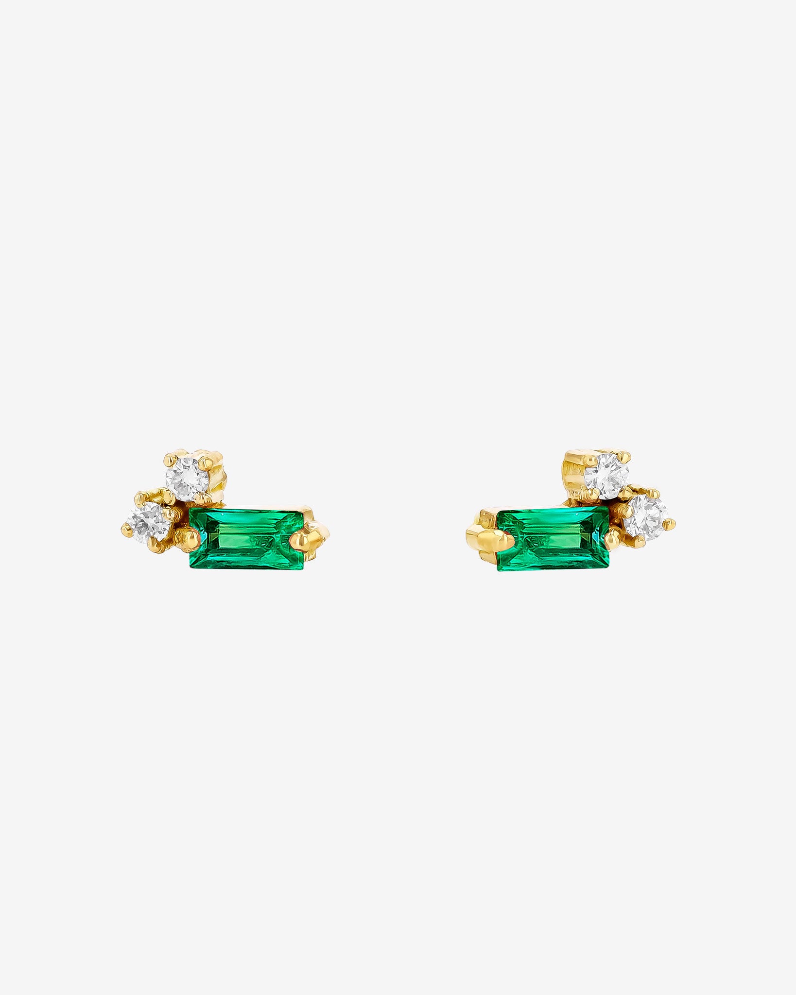 Suzanne Kalan Bold Burst Mini Emerald Studs in 18k yellow gold