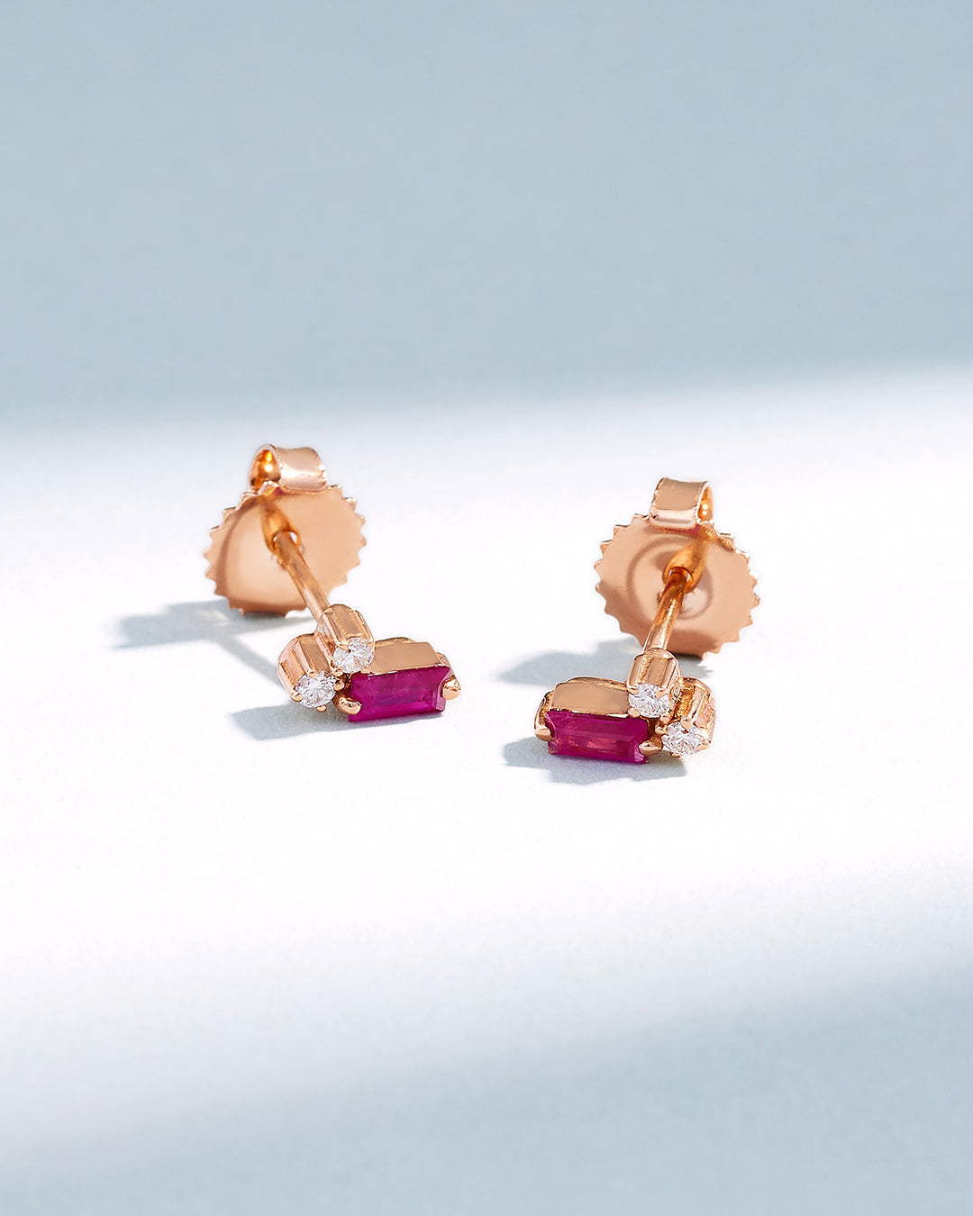 Suzanne Kalan Bold Burst Mini Ruby Studs in 18k rose gold