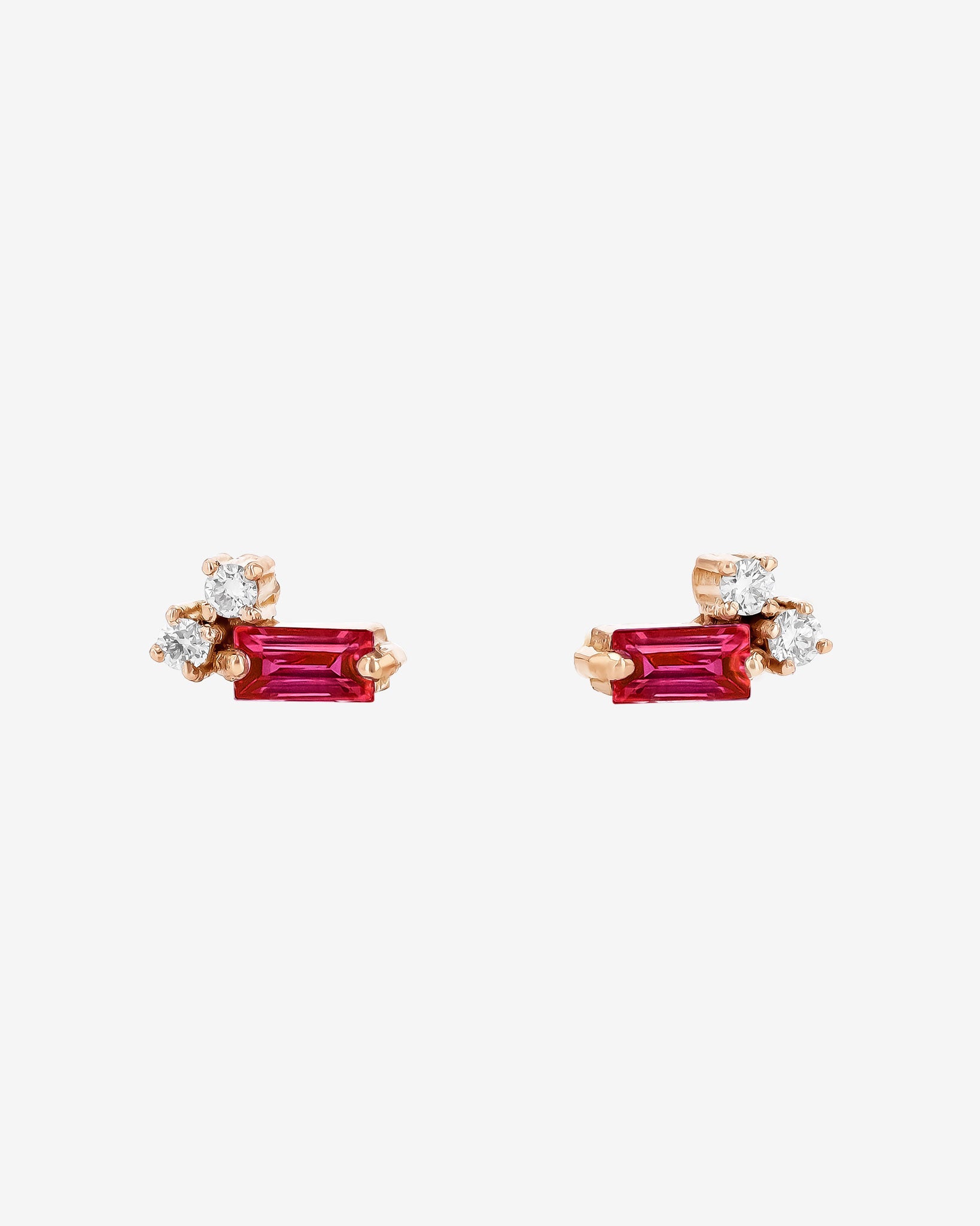 Suzanne Kalan Bold Burst Mini Ruby Studs in 18k rose gold