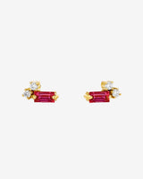 Suzanne Kalan Bold Burst Mini Ruby Studs in 18k yellow gold