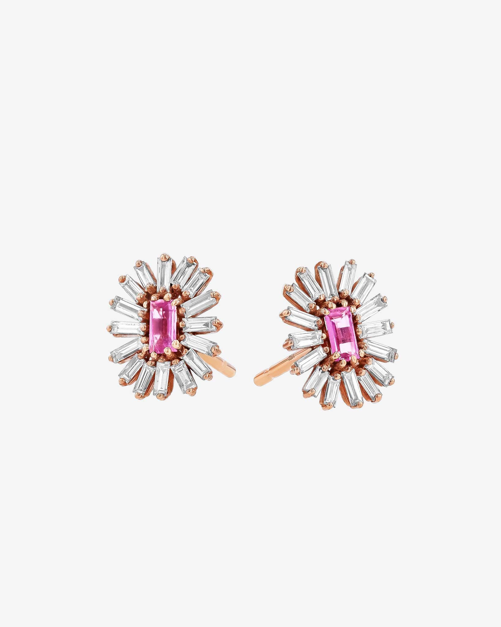 Suzanne Kalan Bold Spark Pink Sapphire Studs in 18k rose gold