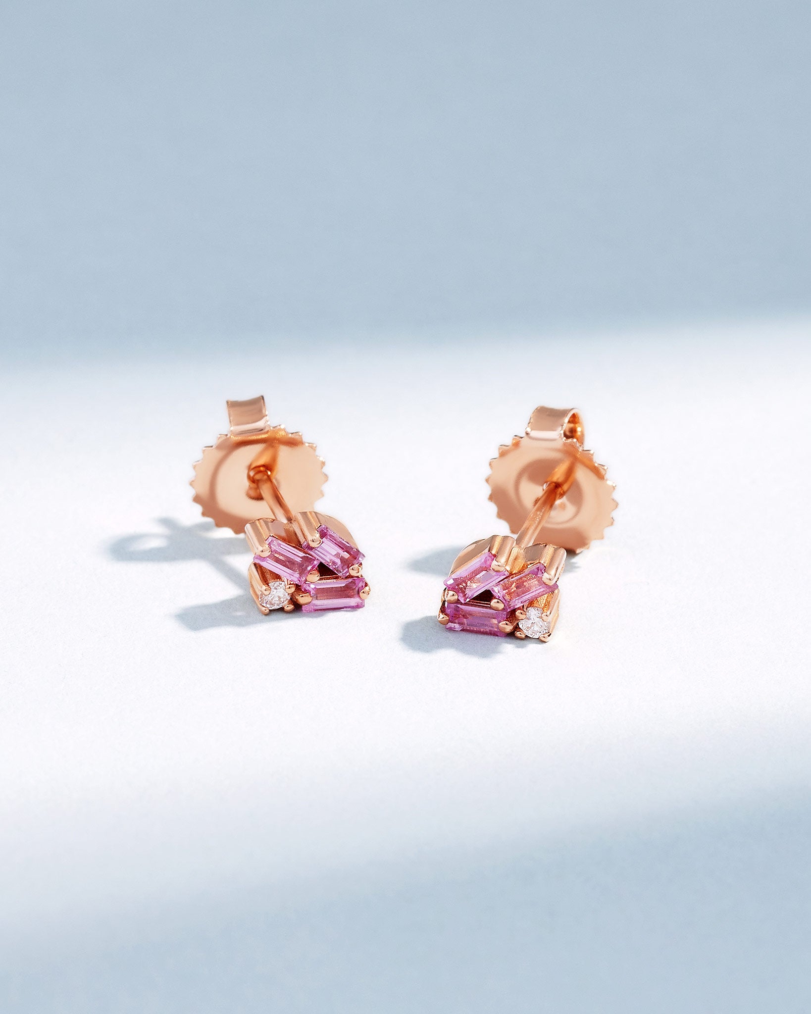 Suzanne Kalan Bold Cluster Pink Sapphire Studs in 18k rose gold