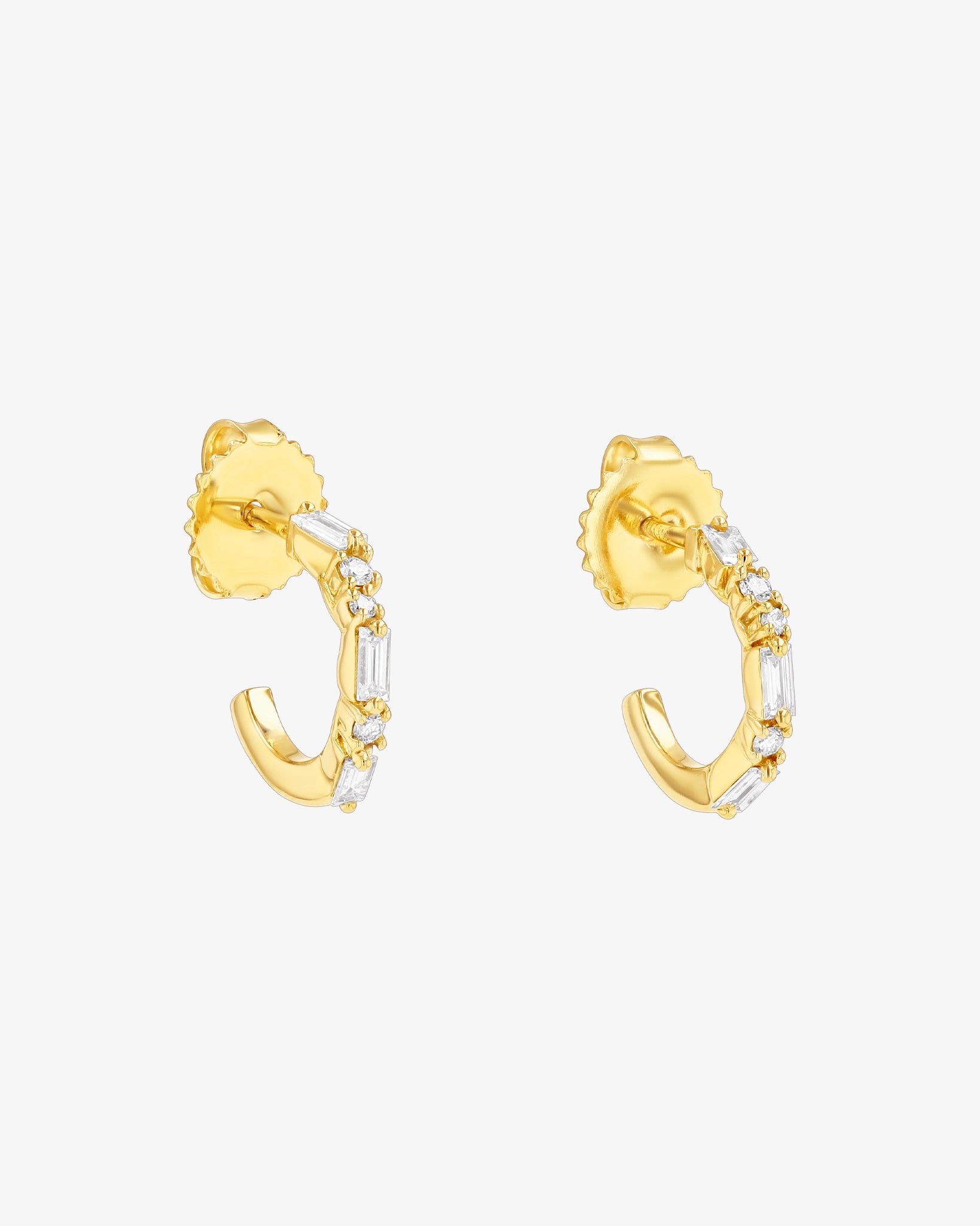 Suzanne Kalan Thin Mix Diamond Mini Hoops in 18k yellow gold