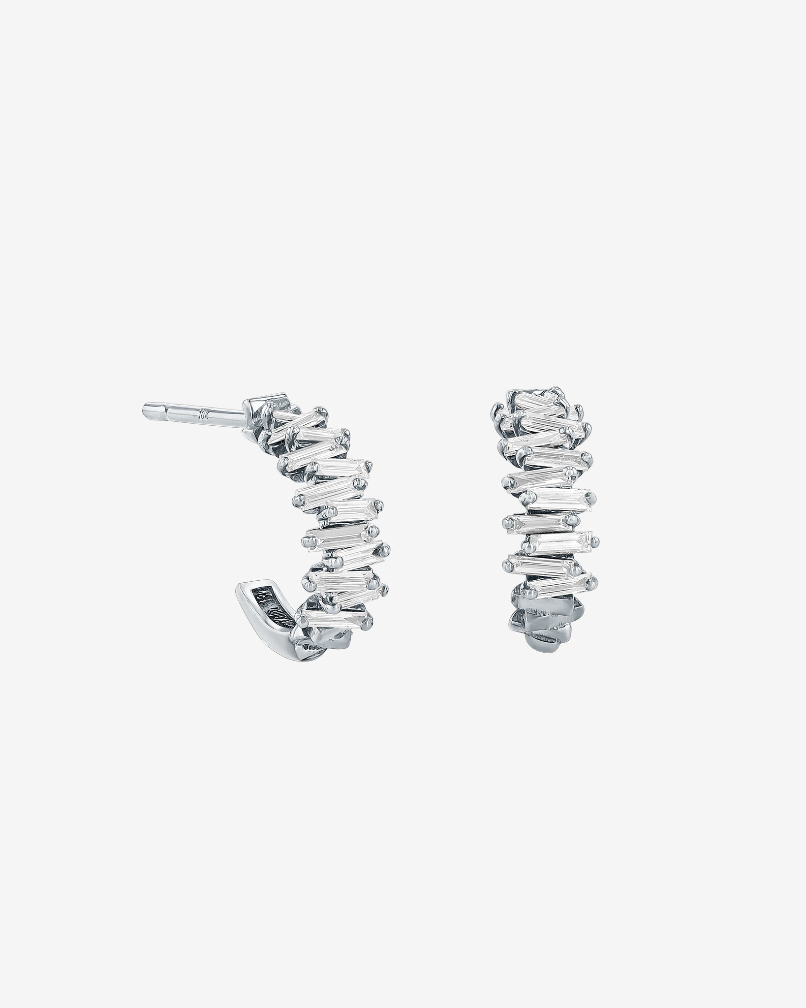 Suzanne Kalan Classic Diamond ZigZag Mini Hoops in 18k white gold