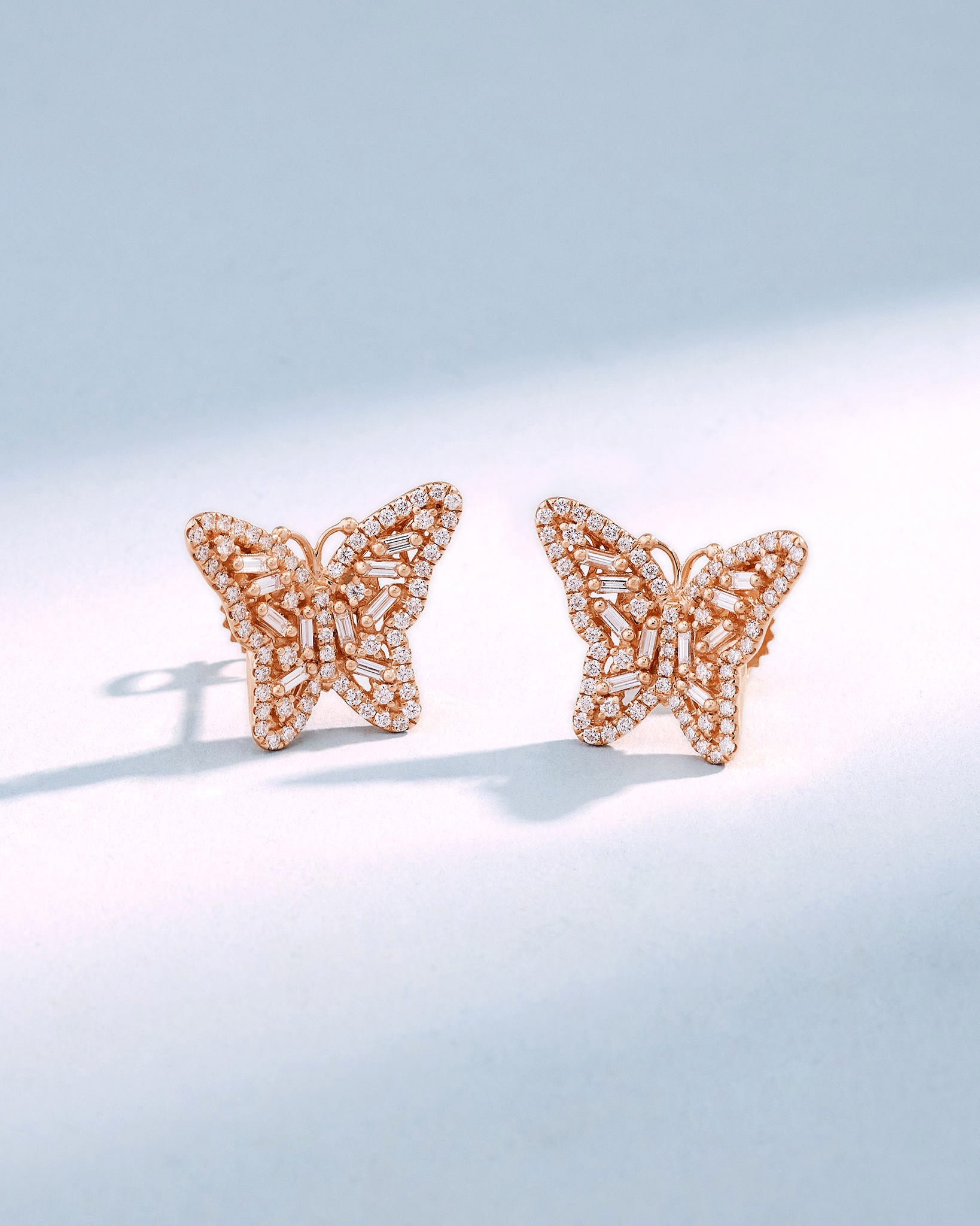 Suzanne Kalan Small Butterfly Diamond Stud Earrings in 18k rose gold