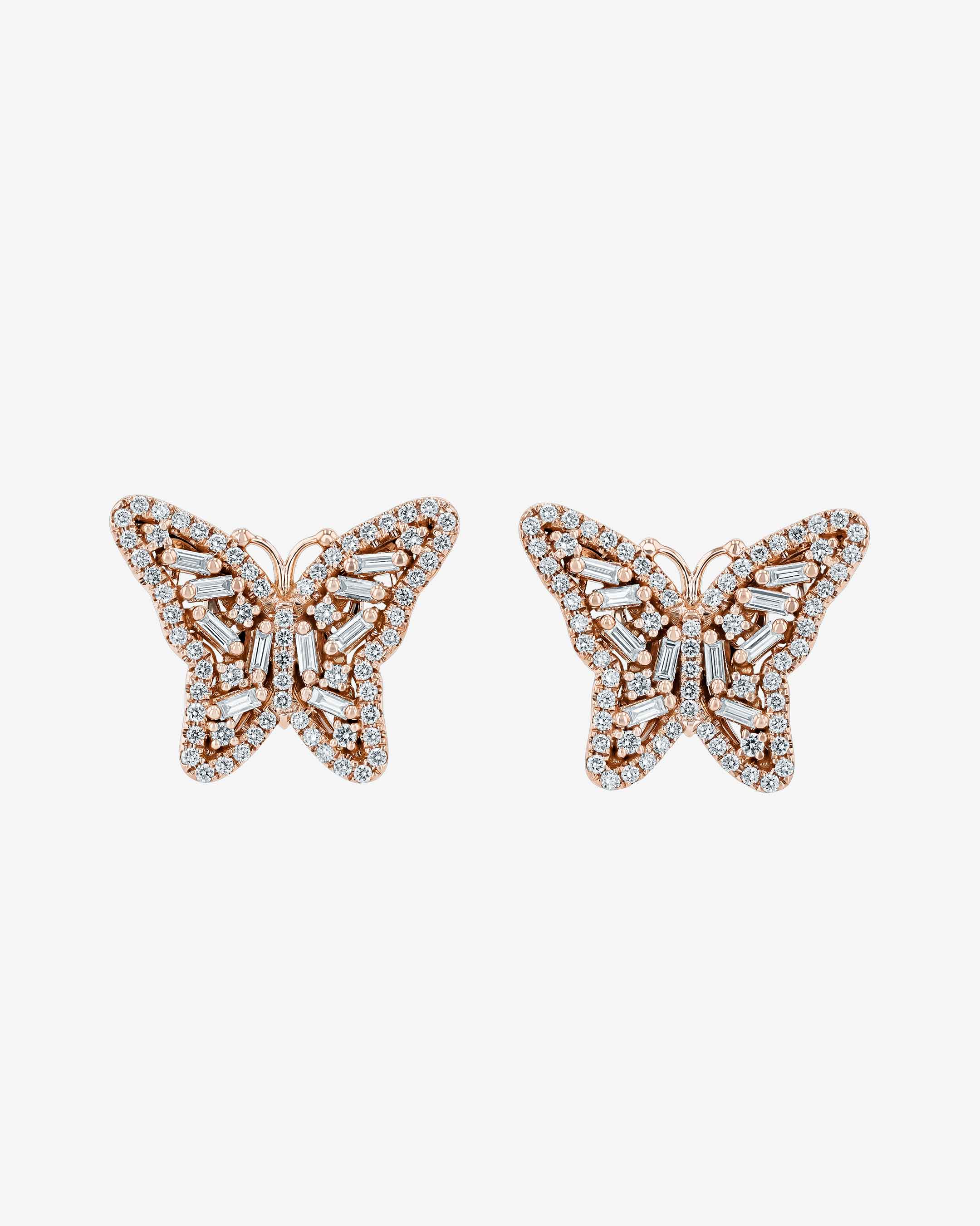 Suzanne Kalan Small Butterfly Diamond Stud Earrings in 18k rose gold