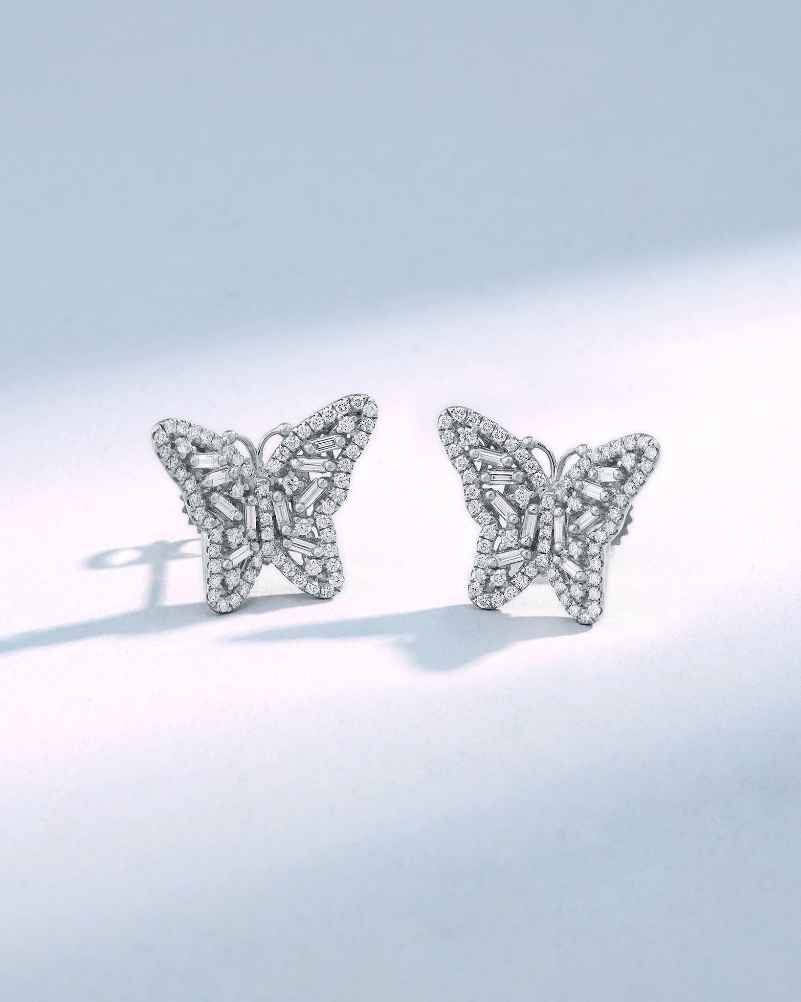 Suzanne Kalan Small Butterfly Diamond Stud Earrings in 18k white gold