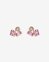 Suzanne Kalan Inlay Pink Sapphire Mini Studs in 18k rose gold