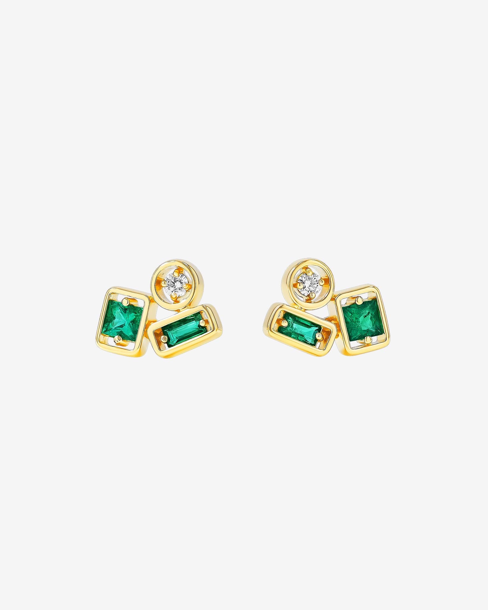 Suzanne Kalan Inlay Emerald Mini Studs in 18k yellow gold