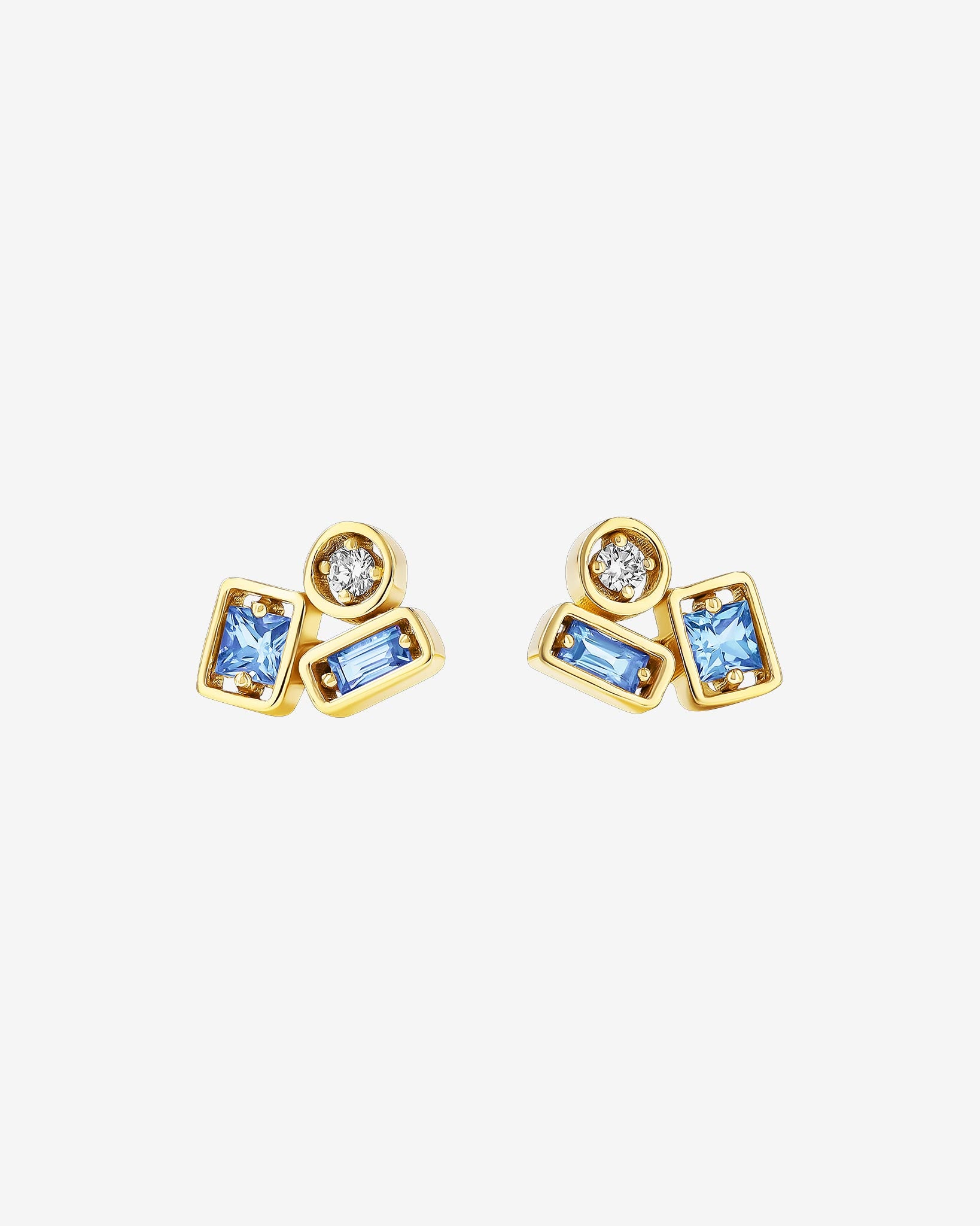 Suzanne Kalan Inlay Light Blue Sapphire Mini Studs in 18k yellow gold