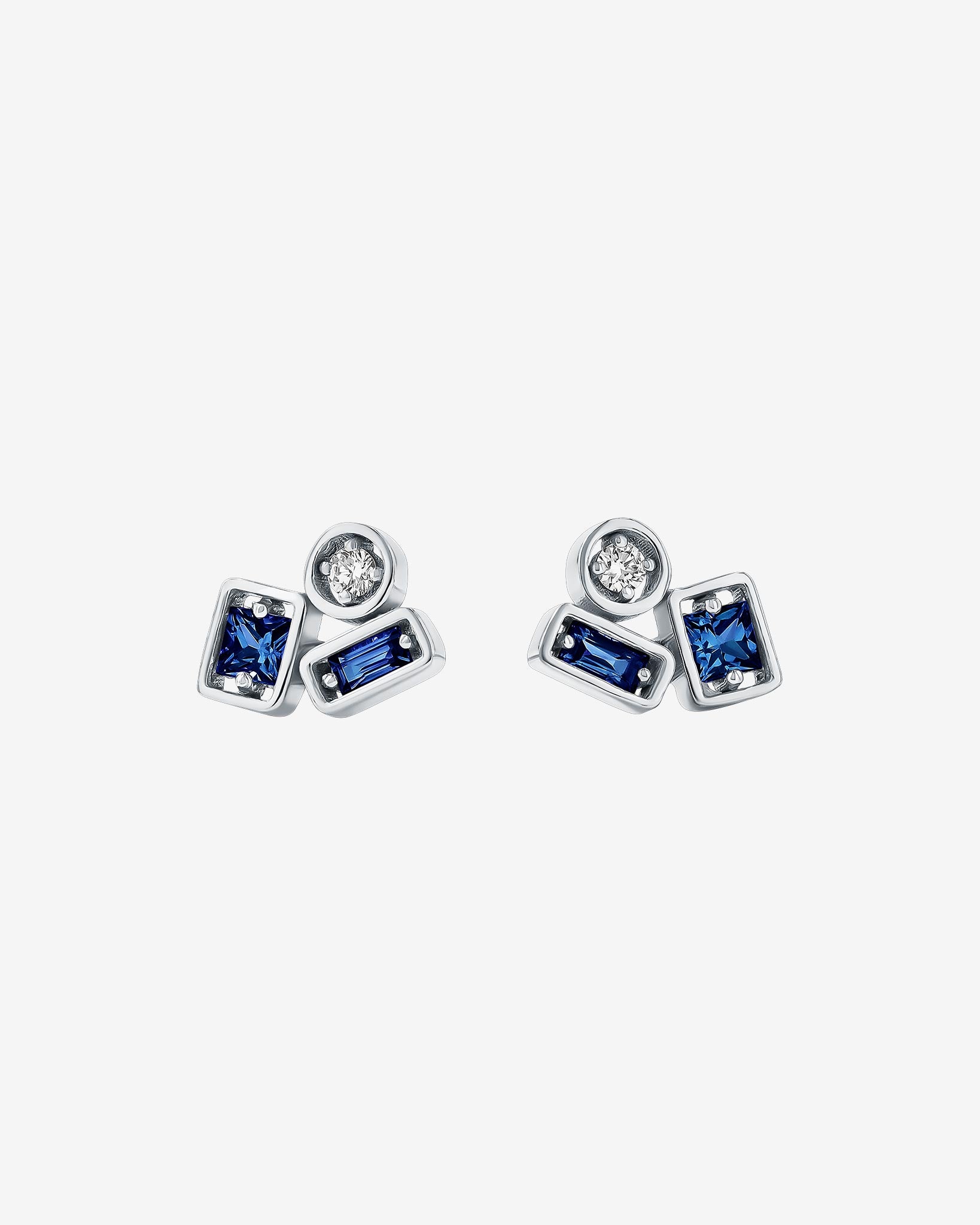 Suzanne Kalan Inlay Dark Blue Sapphire Mini Studs in 18k white gold