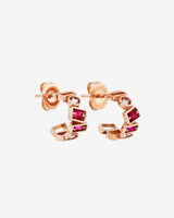 Suzanne Kalan Inlay Ruby Mini Hoops in 18k rose gold