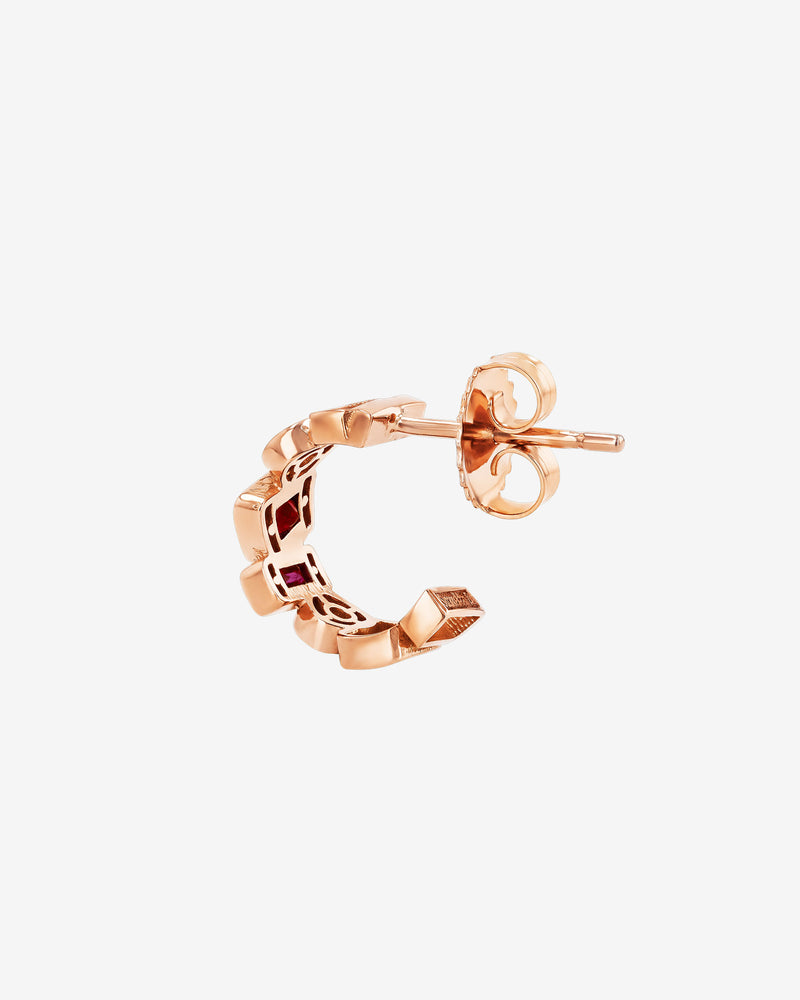 Suzanne Kalan Inlay Ruby Mini Hoops in 18k rose gold