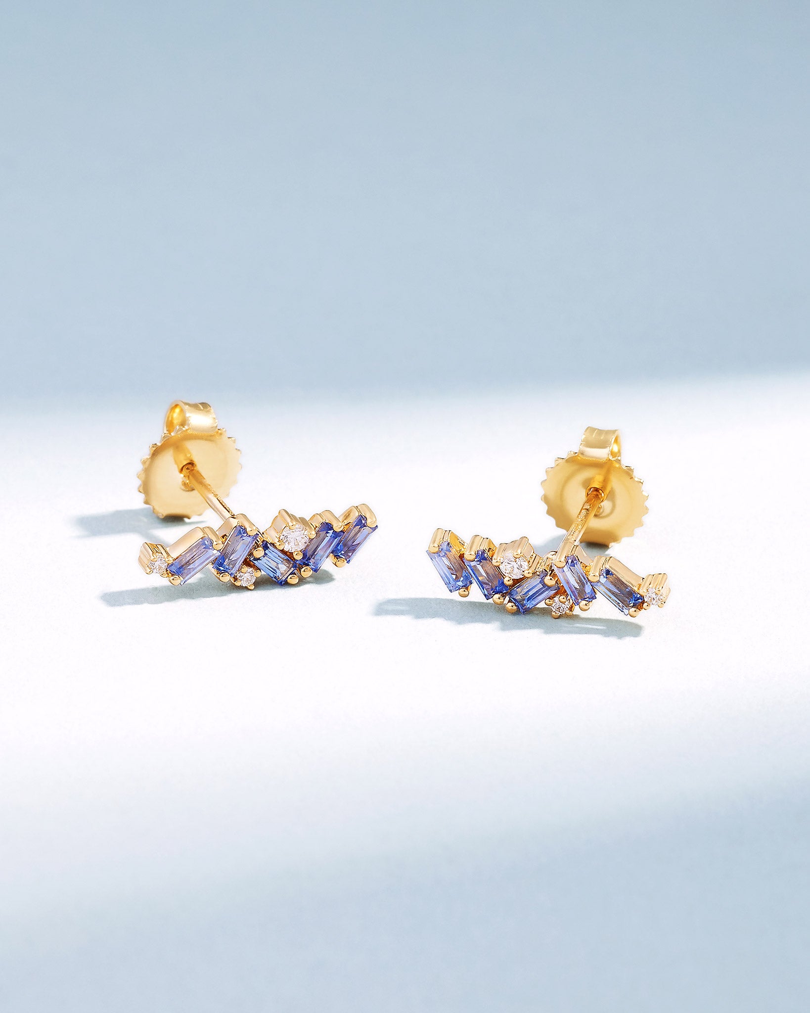 Suzanne Kalan Frenzy Light Blue Sapphire Studs in 18k yellow gold