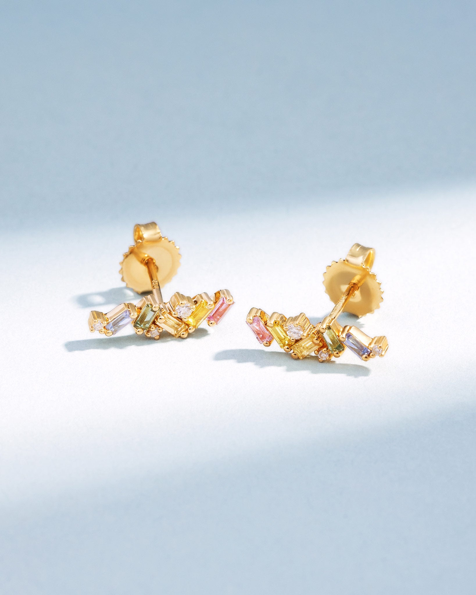 Suzanne Kalan Frenzy Pastel Sapphire Studs in 18k yellow gold
