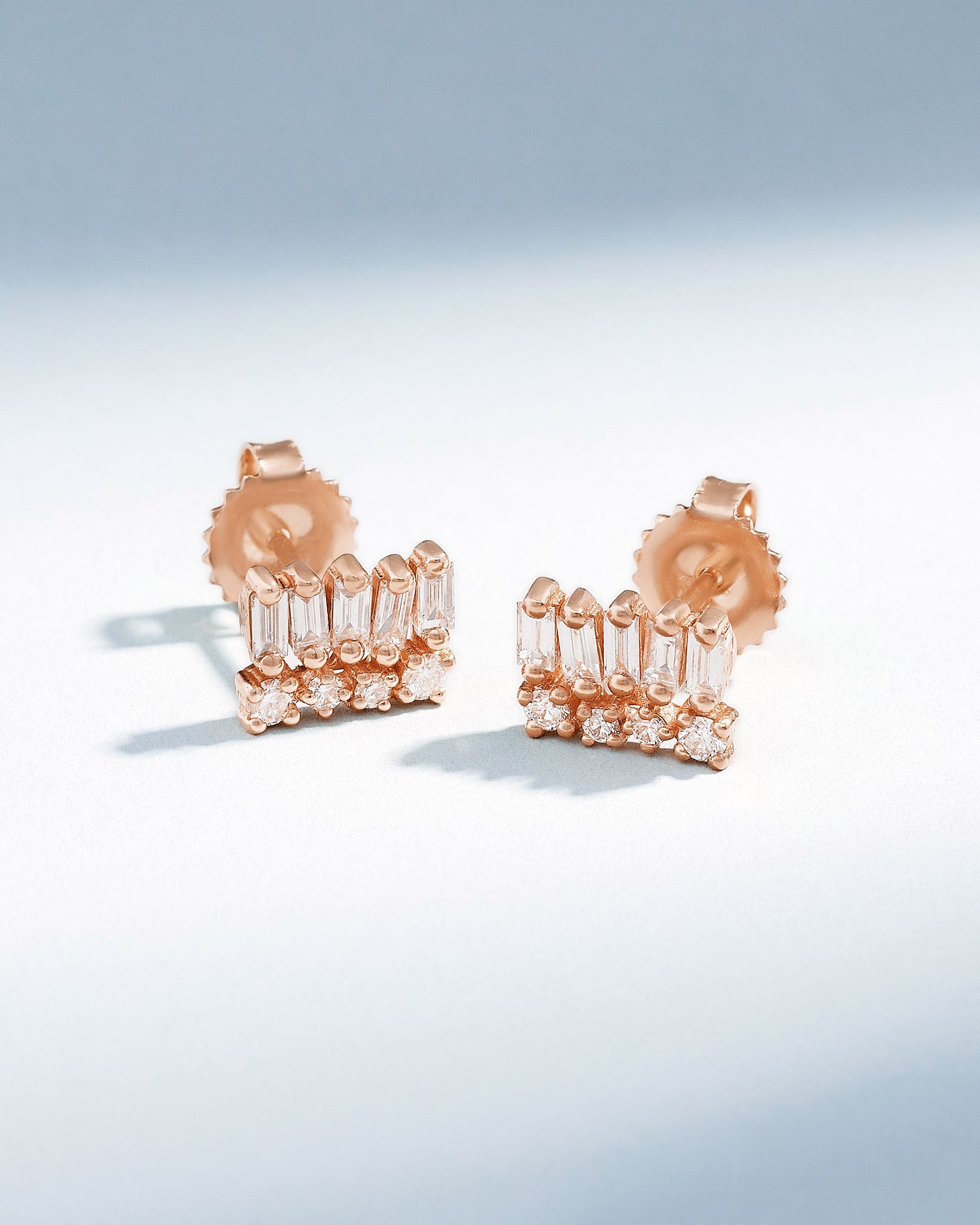 Suzanne Kalan Short Stack Diamond Studs in 18k rose gold