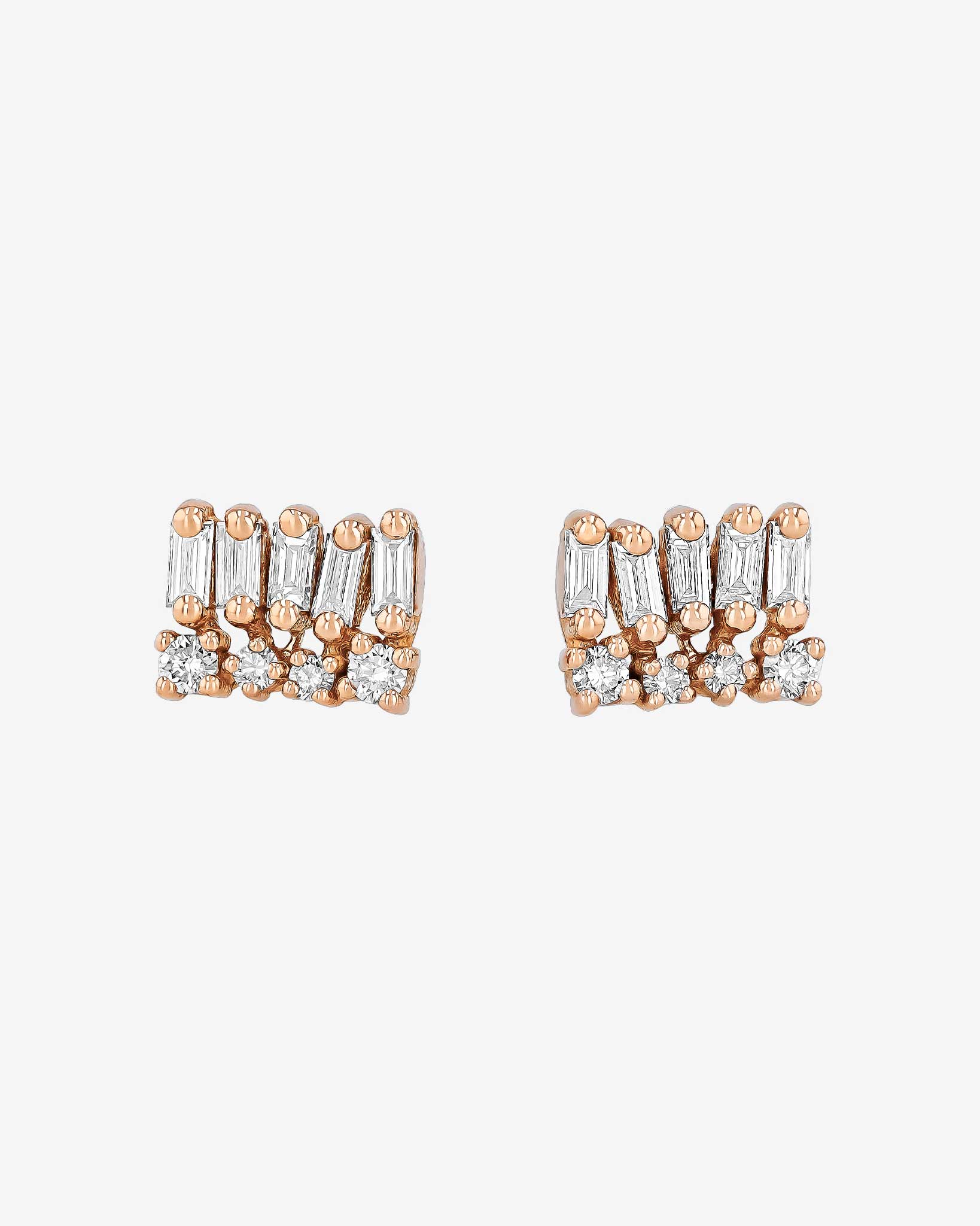 Suzanne Kalan Short Stack Diamond Studs in 18k rose gold