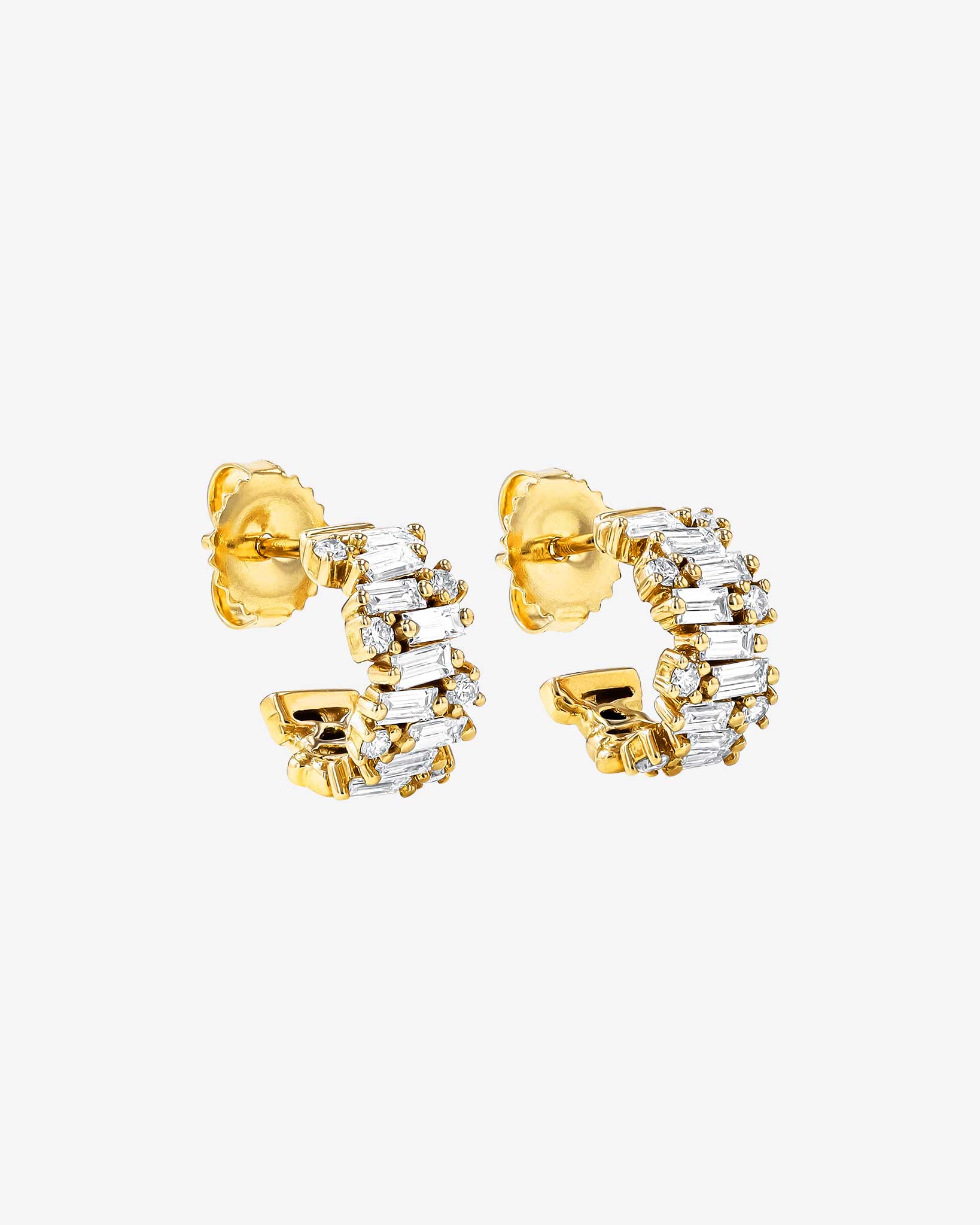 Suzanne Kalan Shimmer Diamond Mini Hoops in 18k yellow gold