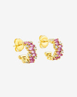 Suzanne Kalan Shimmer Alaia Pink Sapphire Mini Hoops in 18k yellow gold