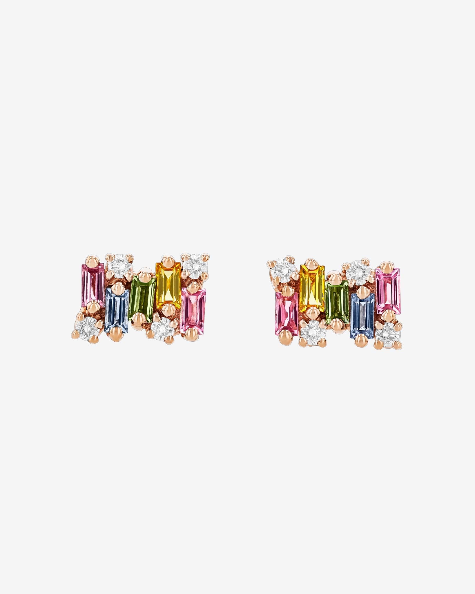 Suzanne Kalan Shimmer Pastel Sapphire Studs in 18k rose gold