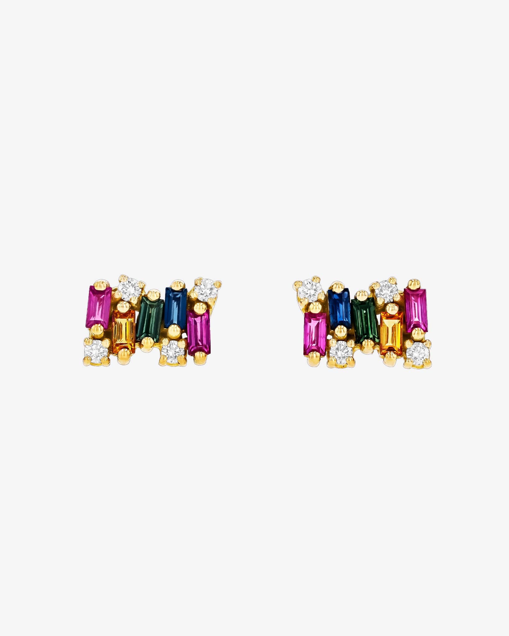 Suzanne Kalan Shimmer Rainbow Sapphire Studs in 18k yellow gold