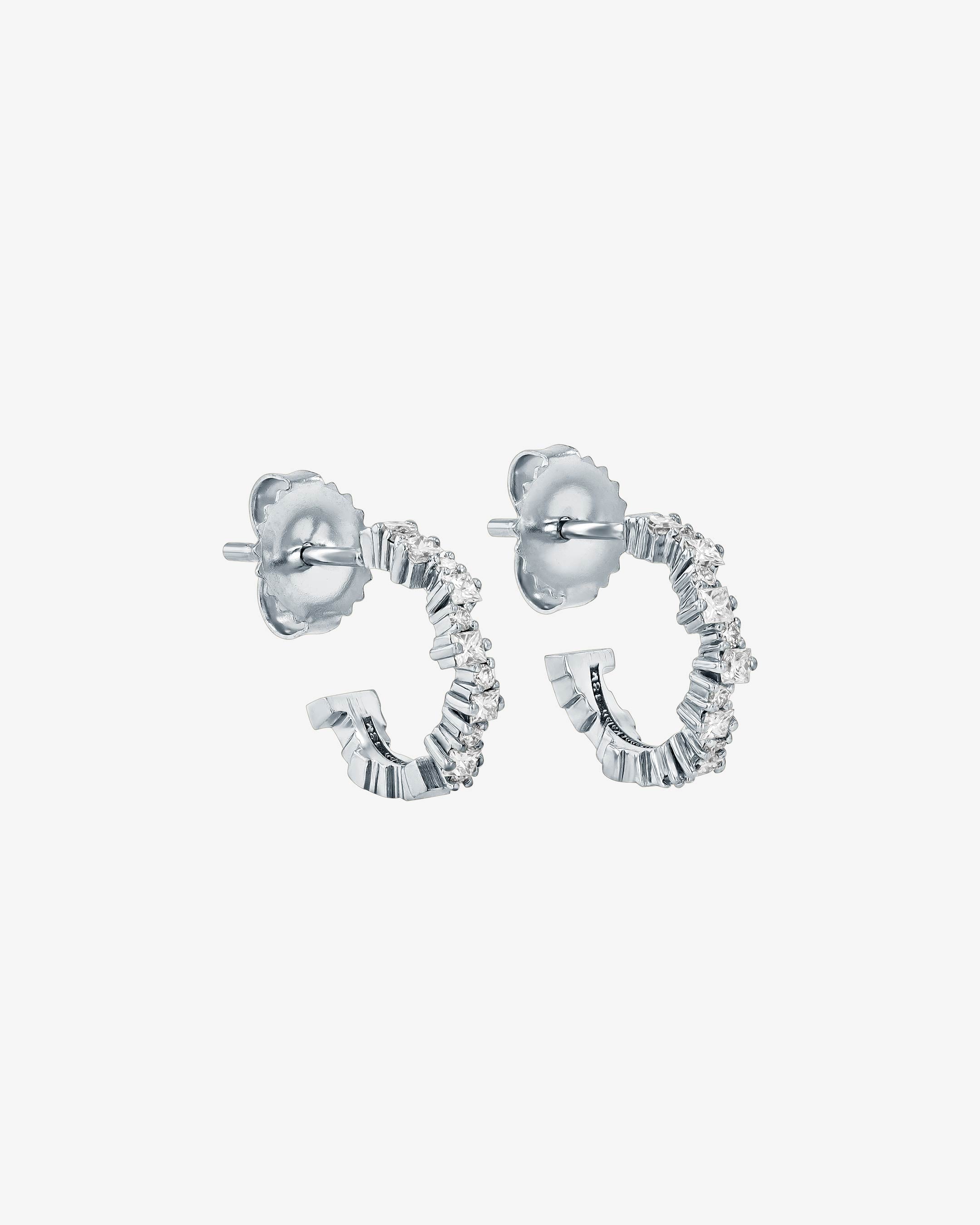 Princess Staggered Diamond Mini Hoops