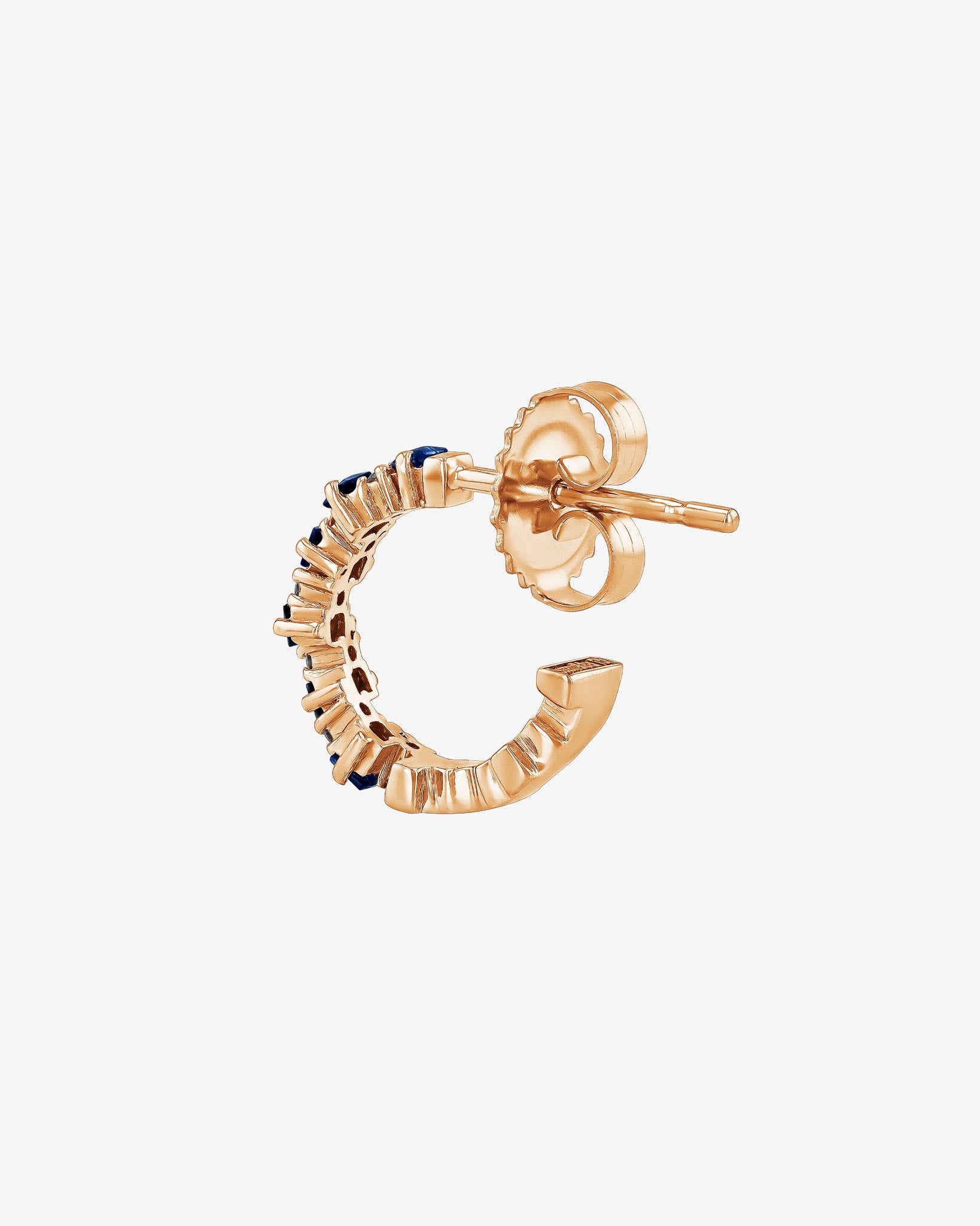 Suzanne Kalan Princess Staggered Dark Blue Sapphire Mini Hoops in 18k rose gold