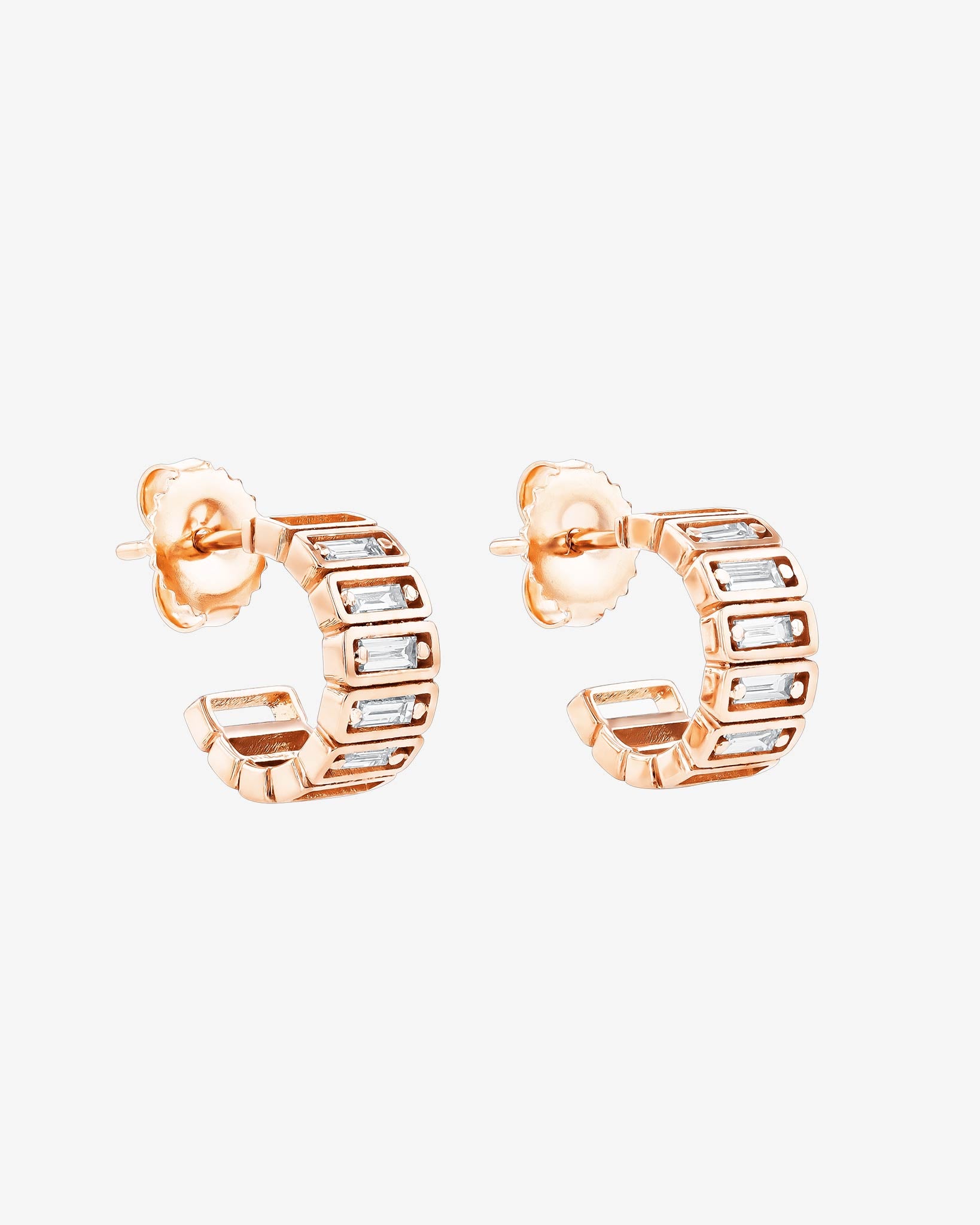 Suzanne Kalan Inlay Horizontal Diamond Mini Hoops in 18k rose gold