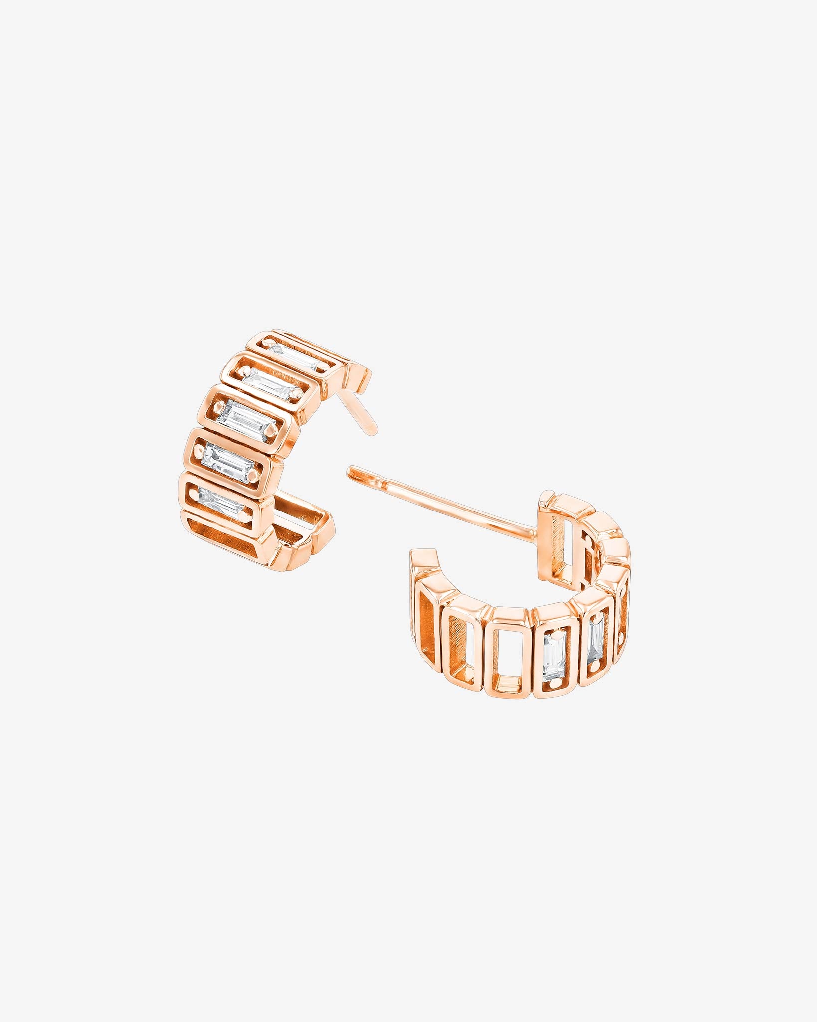 Suzanne Kalan Inlay Horizontal Diamond Mini Hoops in 18k rose gold