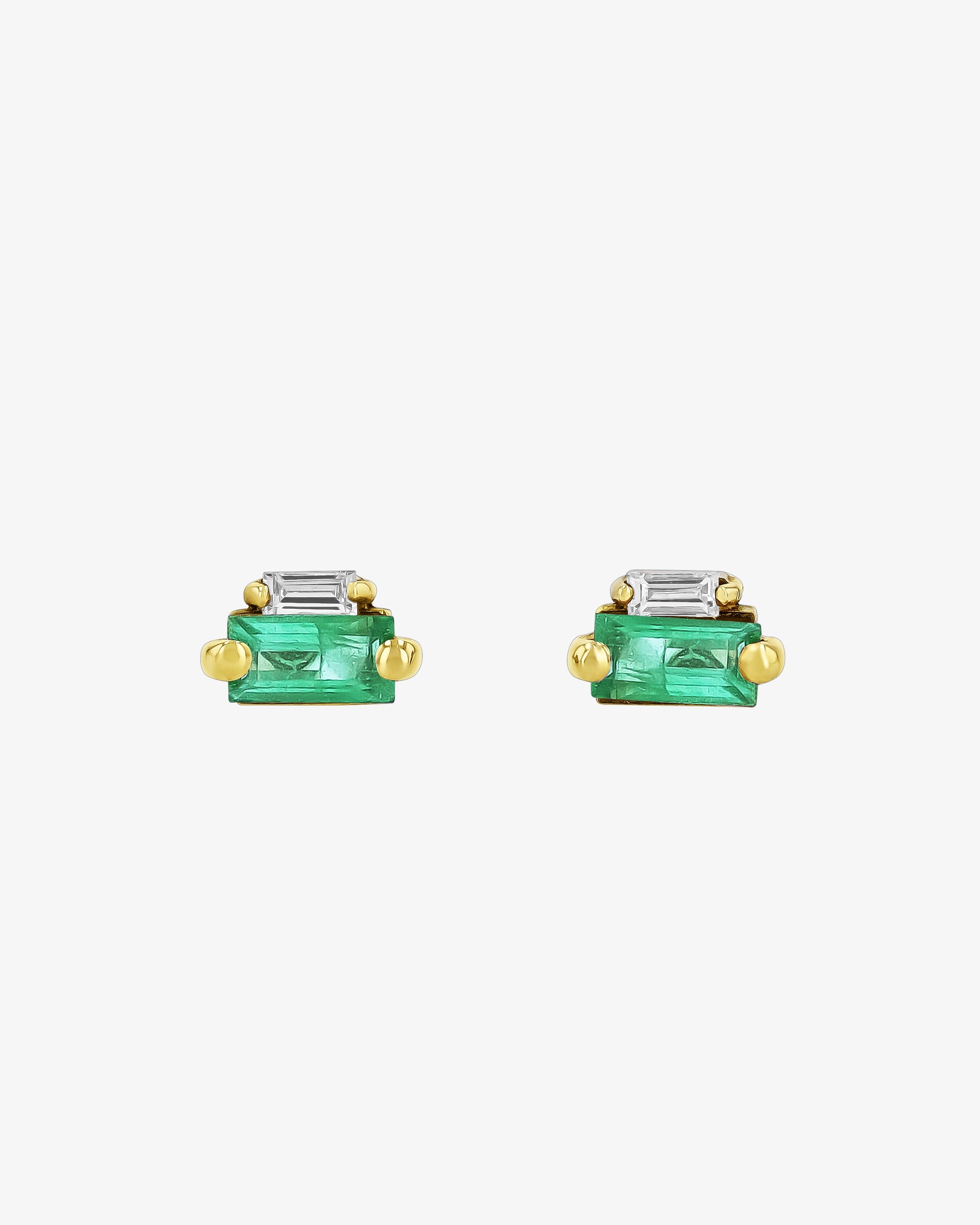 Suzanne Kalan Bold Emerald Mini Studs in 18k yellow gold