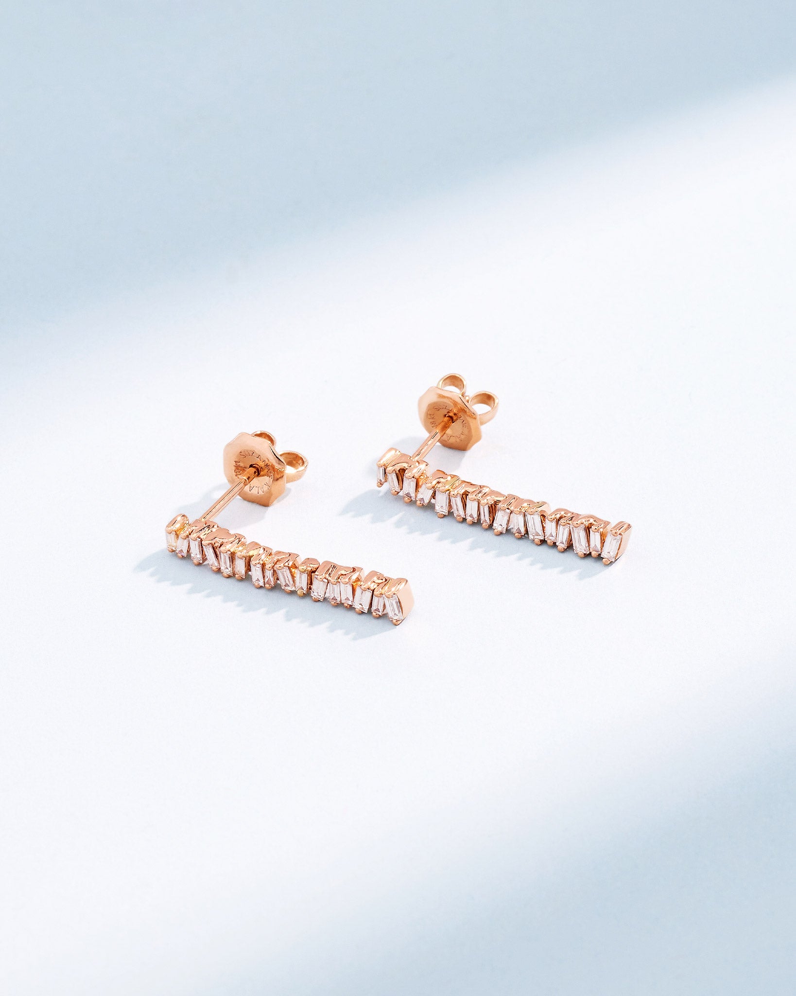 Suzanne Kalan Classic Diamond Mini Tennis Drop Earrings in 18k rose gold