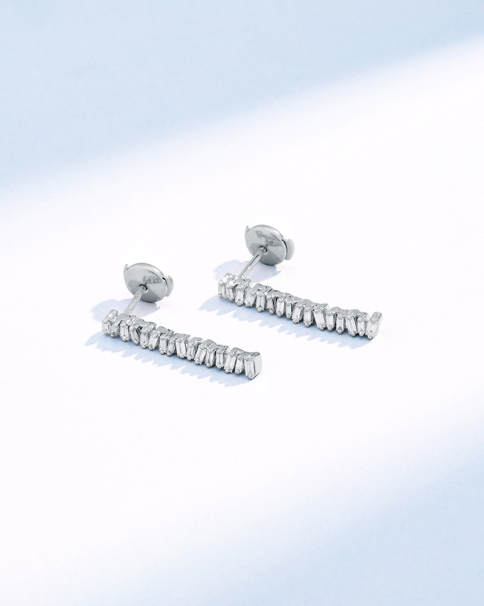 Suzanne Kalan Classic Diamond Mini Tennis Drop Earrings in 18k white gold