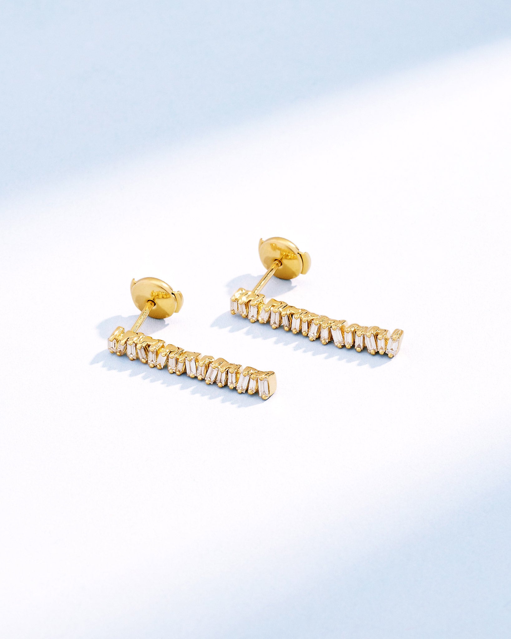 Suzanne Kalan Classic Diamond Mini Tennis Drop Earrings in 18k yellow gold