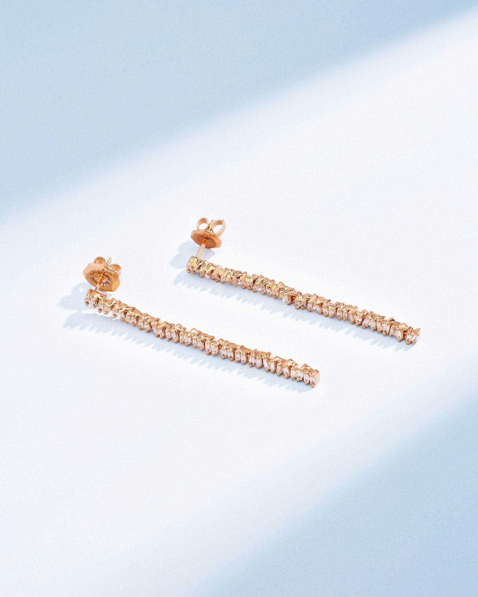 Suzanne Kalan Classic Diamond Milli Tennis Drop Earrings in 18k rose gold