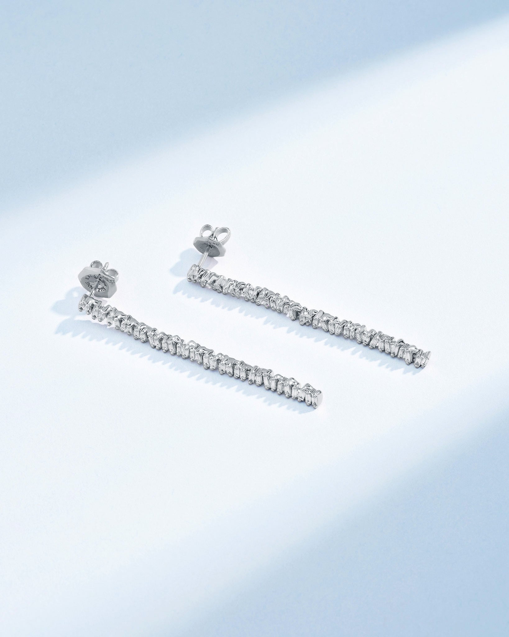 Suzanne Kalan Classic Diamond Milli Tennis Drop Earrings in 18k white gold