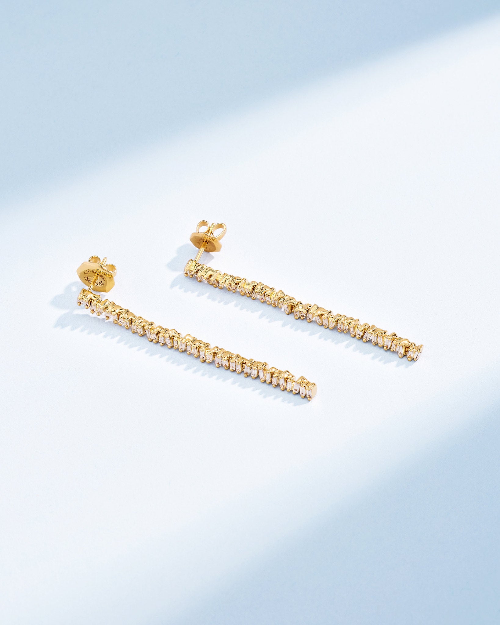 Suzanne Kalan Classic Diamond Milli Tennis Drop Earrings in 18k yellow gold