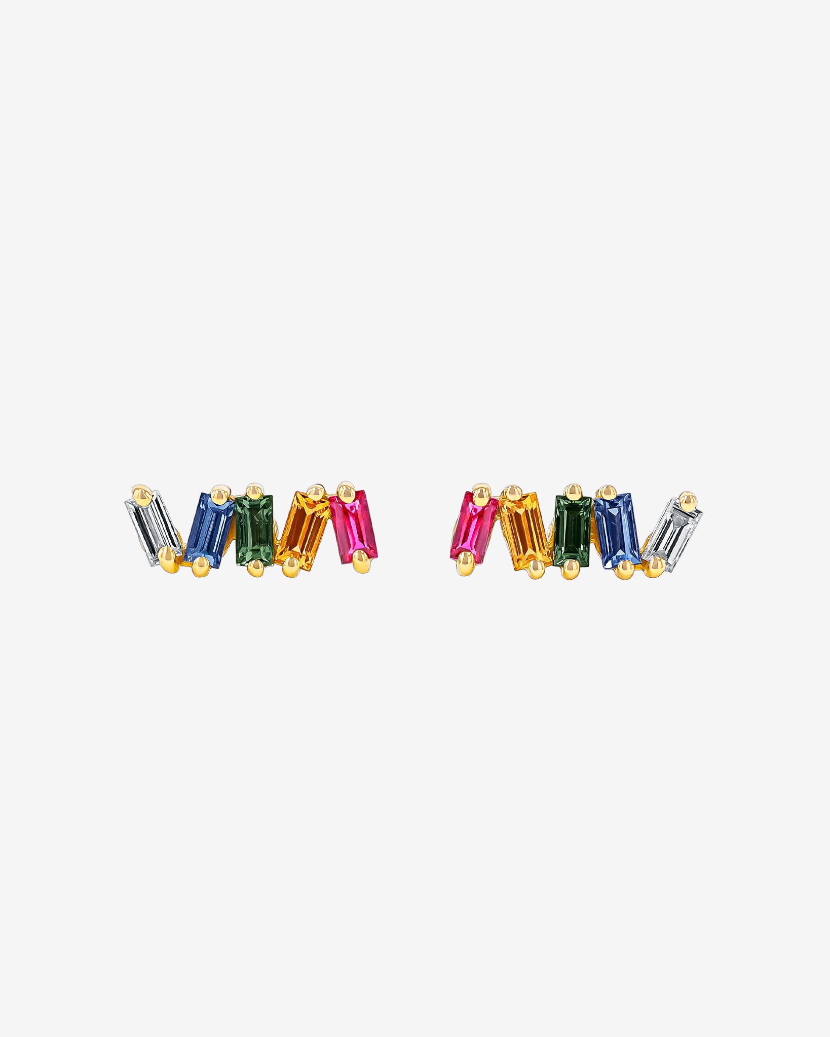 Suzanne Kalan Bold Rainbow Sapphire Studs in 18k yellow gold