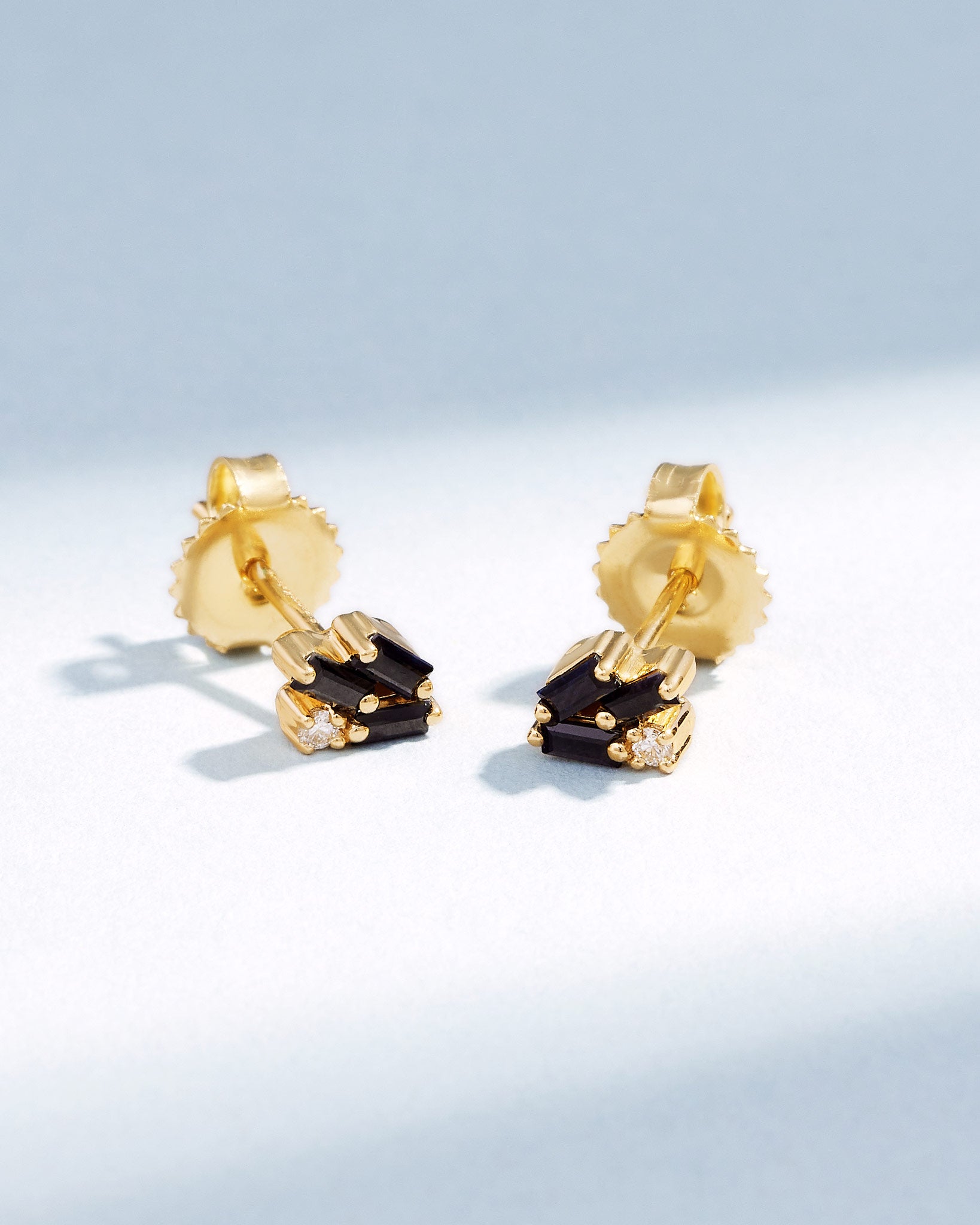 Suzanne Kalan Bold Cluster Black Sapphire Studs in 18k yellow gold