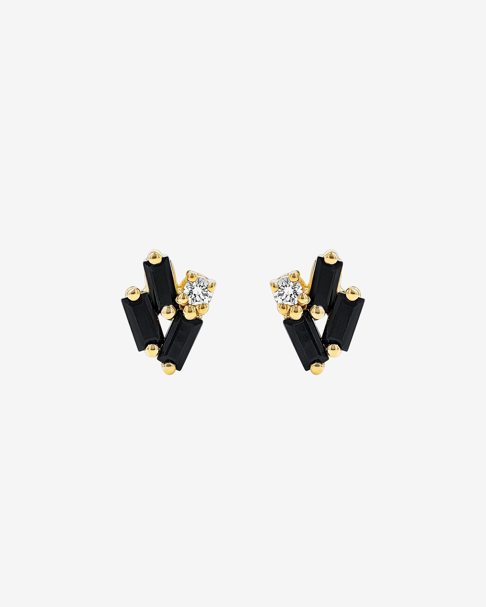 Suzanne Kalan Bold Cluster Black Sapphire Studs in 18k yellow gold