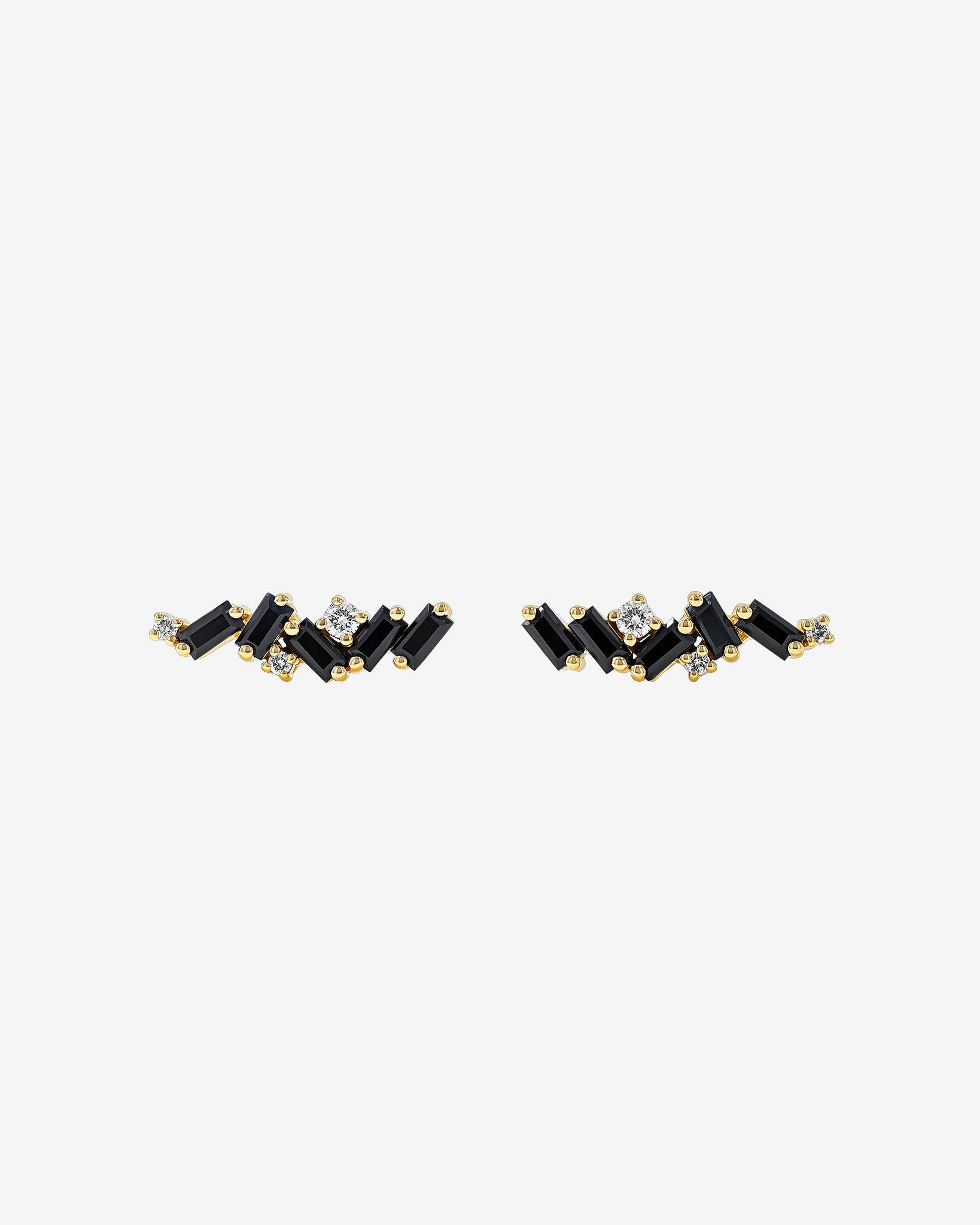 Suzanne Kalan Frenzy Black Sapphire Studs in 18k yellow gold