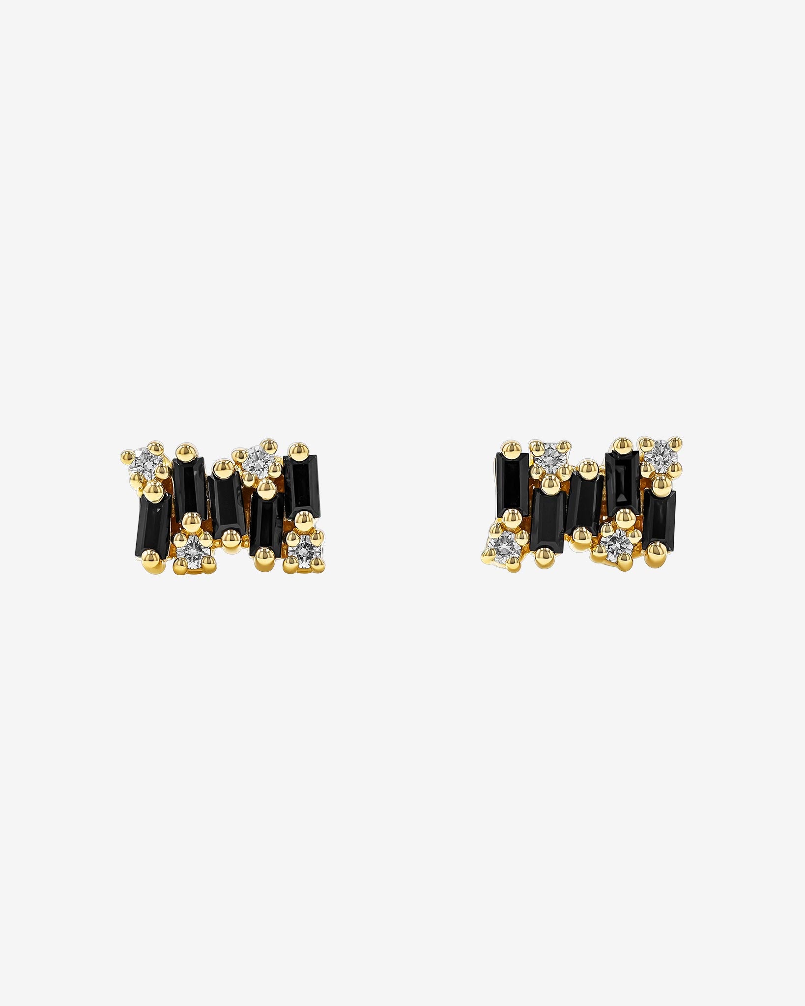 Suzanne Kalan Shimmer Black Sapphire Studs in 18k yellow gold